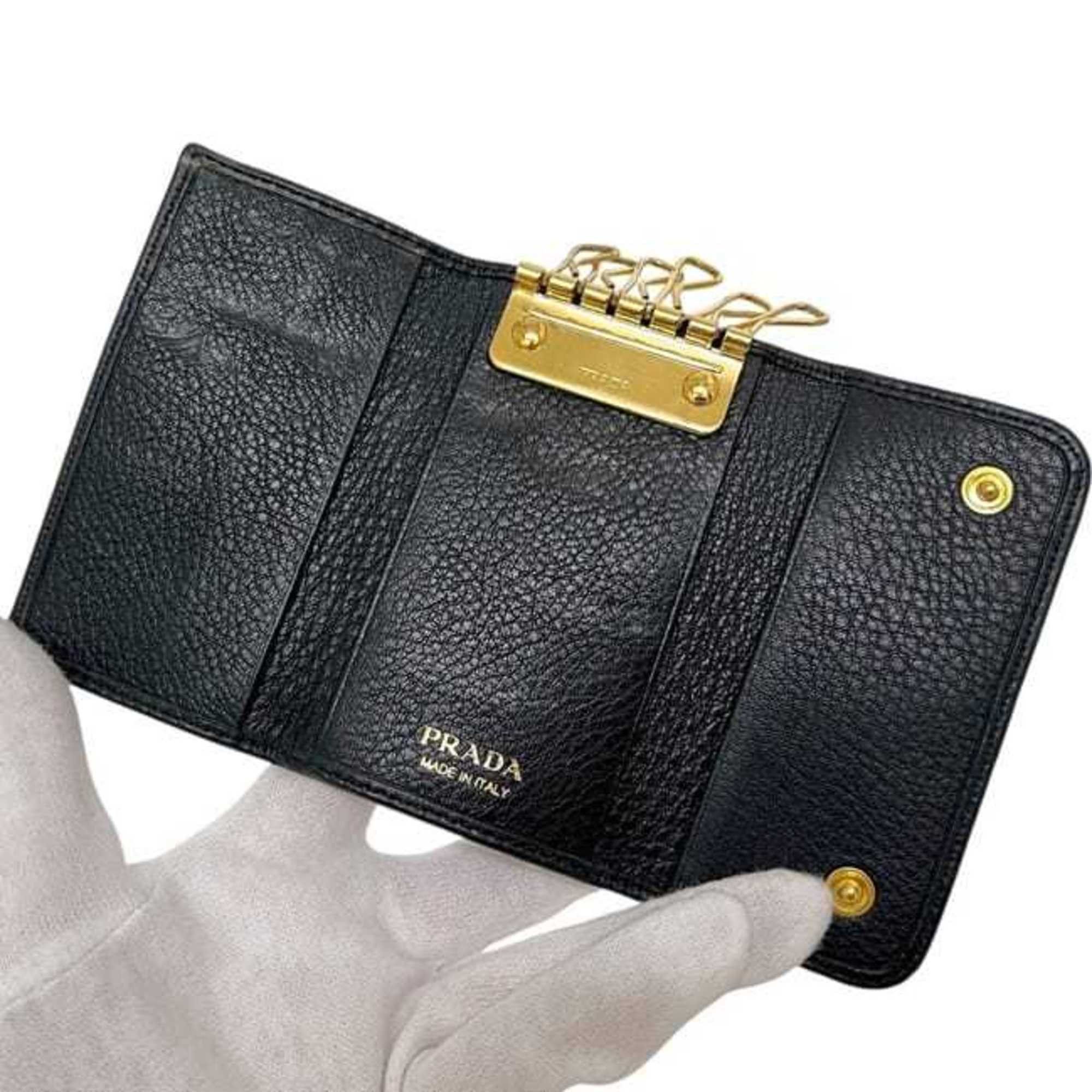 Prada Prada 6-Key Case ec-25203 Black NERO 1PG222 Leather 62 E PRADA Key Holder Men's Women's 6 Size ONE SIZE - 7 Thumbnail