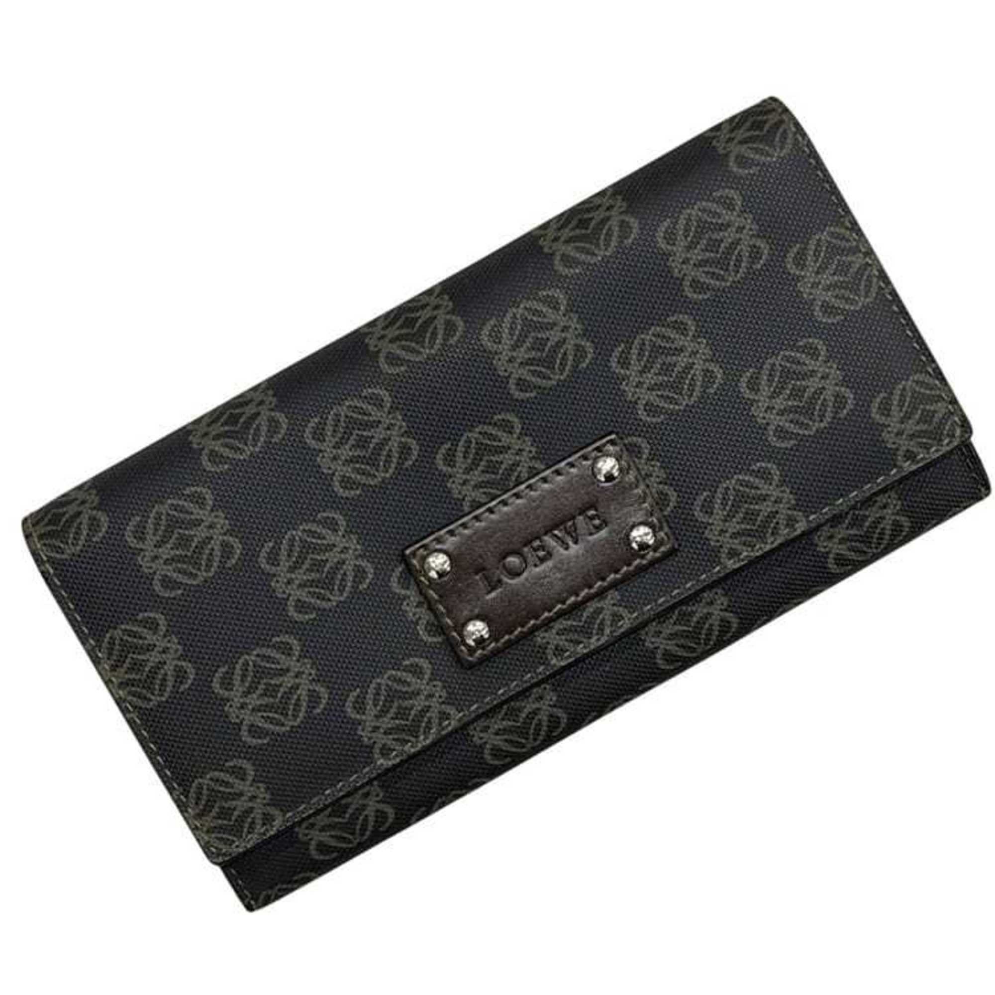 Loewe Loewe bi-fold long wallet ec-25270 dark gray Anagram 168 80 966 PVC leather LOEWE women's men's coated Size ONE SIZE - 2 Thumbnail