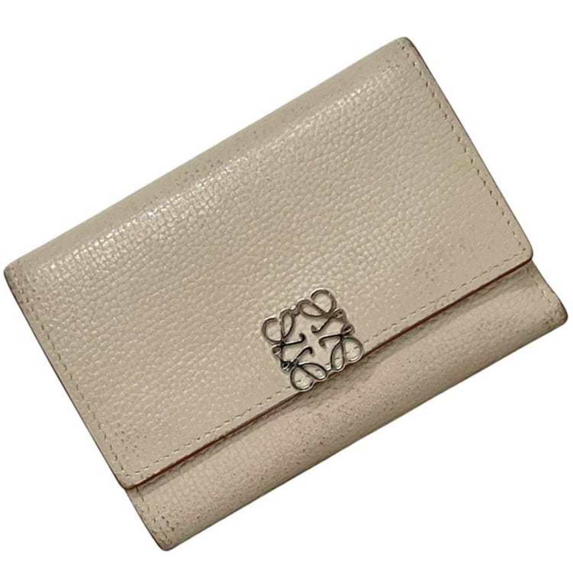 Loewe Loewe Tri-fold Wallet Vertical ec-25265 Beige Anagram C821S33X07 Leather 262113 LOEWE Compact Folding Grain Women's Men's Size ONE SIZE - 2 Thumbnail