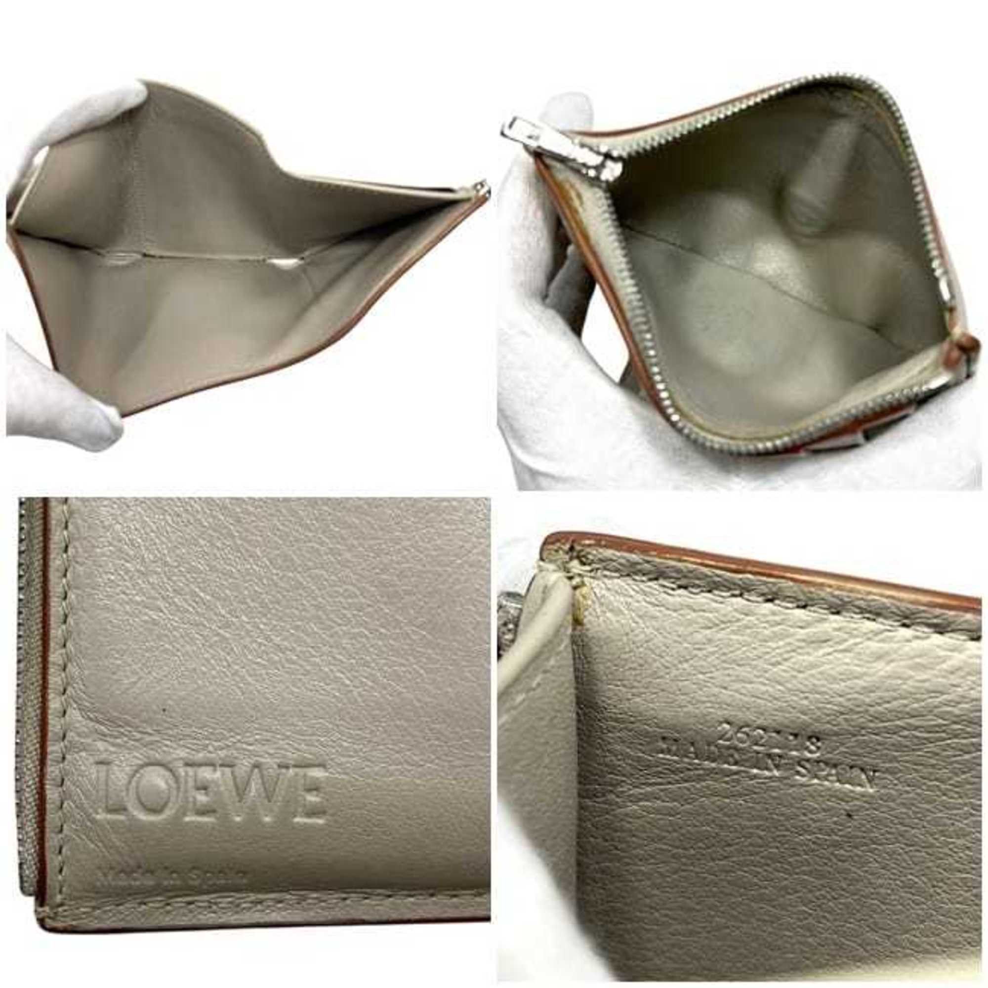 Loewe Loewe Tri-fold Wallet Vertical ec-25265 Beige Anagram C821S33X07 Leather 262113 LOEWE Compact Folding Grain Women's Men's Size ONE SIZE - 4 Thumbnail