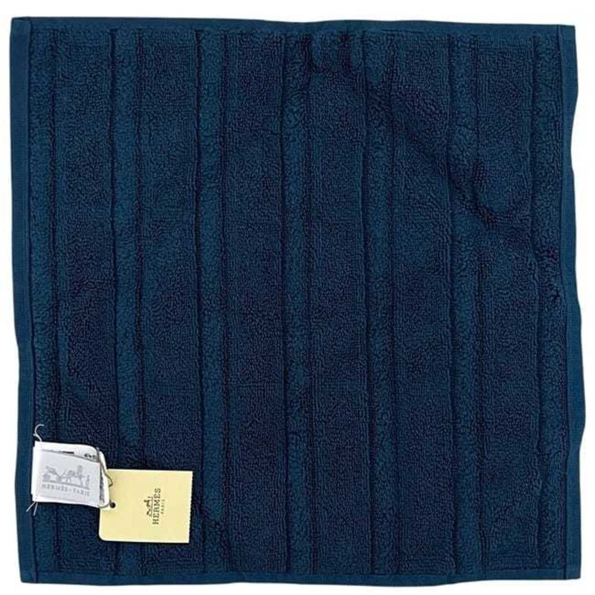Hermes Hermes towel set of two, Carre towels, Stairs design, ec-25085, navy and white, unused, 100% cotton, HERMES, white navy, hand towel, square shape, for women men, handkerchief. Size ONE SIZE - 8 Thumbnail