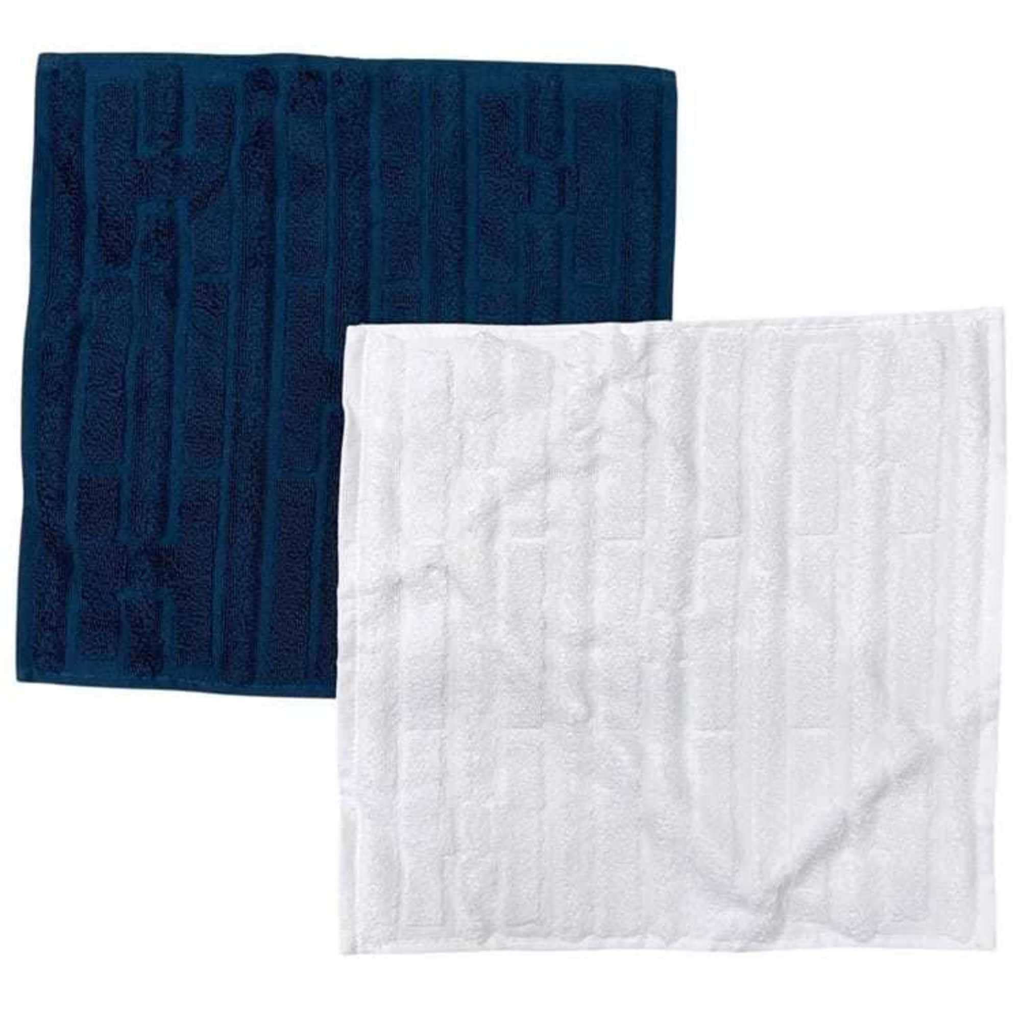 Hermes Hermes towel set of two, Carre towels, Stairs design, ec-25085, navy and white, unused, 100% cotton, HERMES, white navy, hand towel, square shape, for women men, handkerchief. Size ONE SIZE - 2 Thumbnail