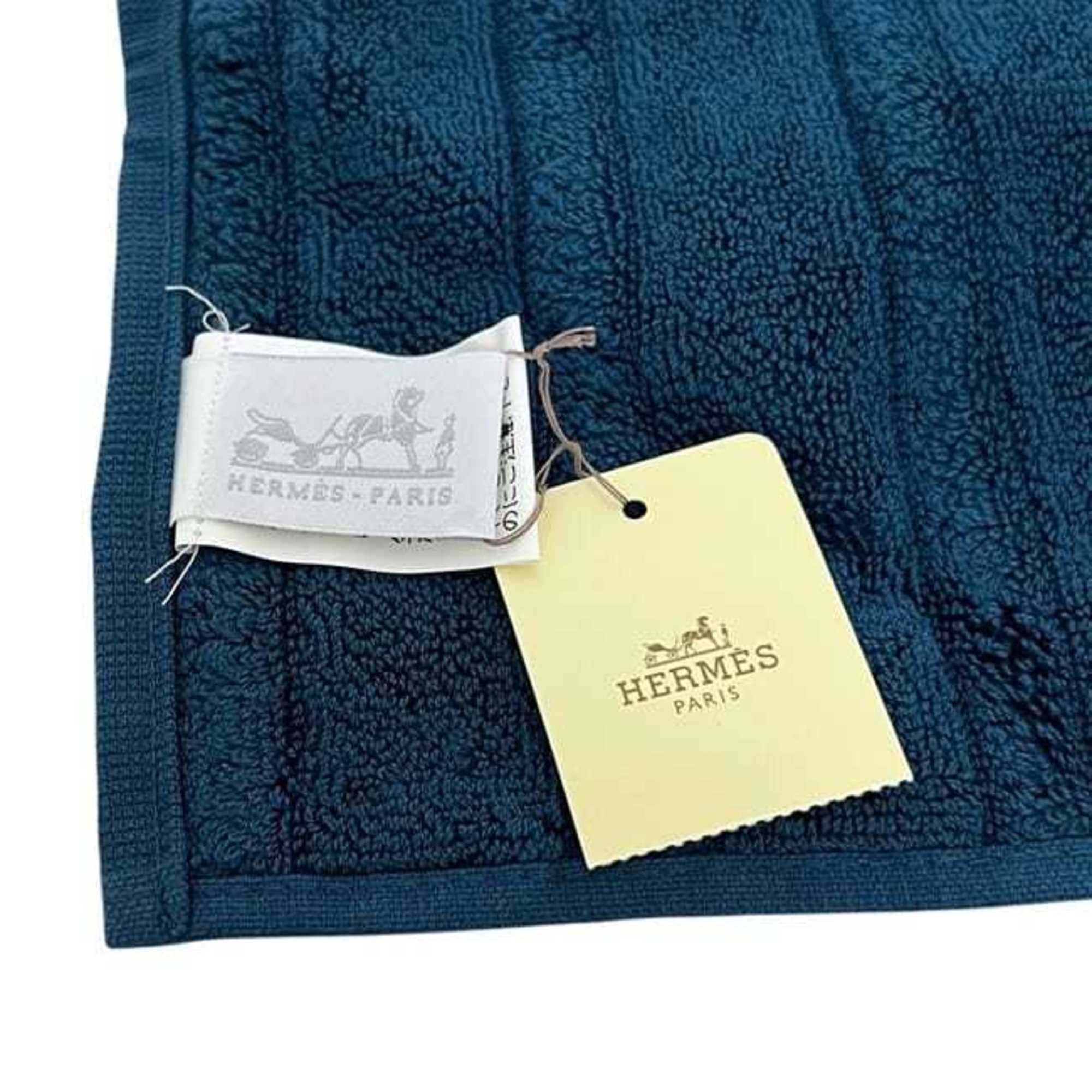 Hermes Hermes towel set of two, Carre towels, Stairs design, ec-25085, navy and white, unused, 100% cotton, HERMES, white navy, hand towel, square shape, for women men, handkerchief. Size ONE SIZE - 9 Thumbnail