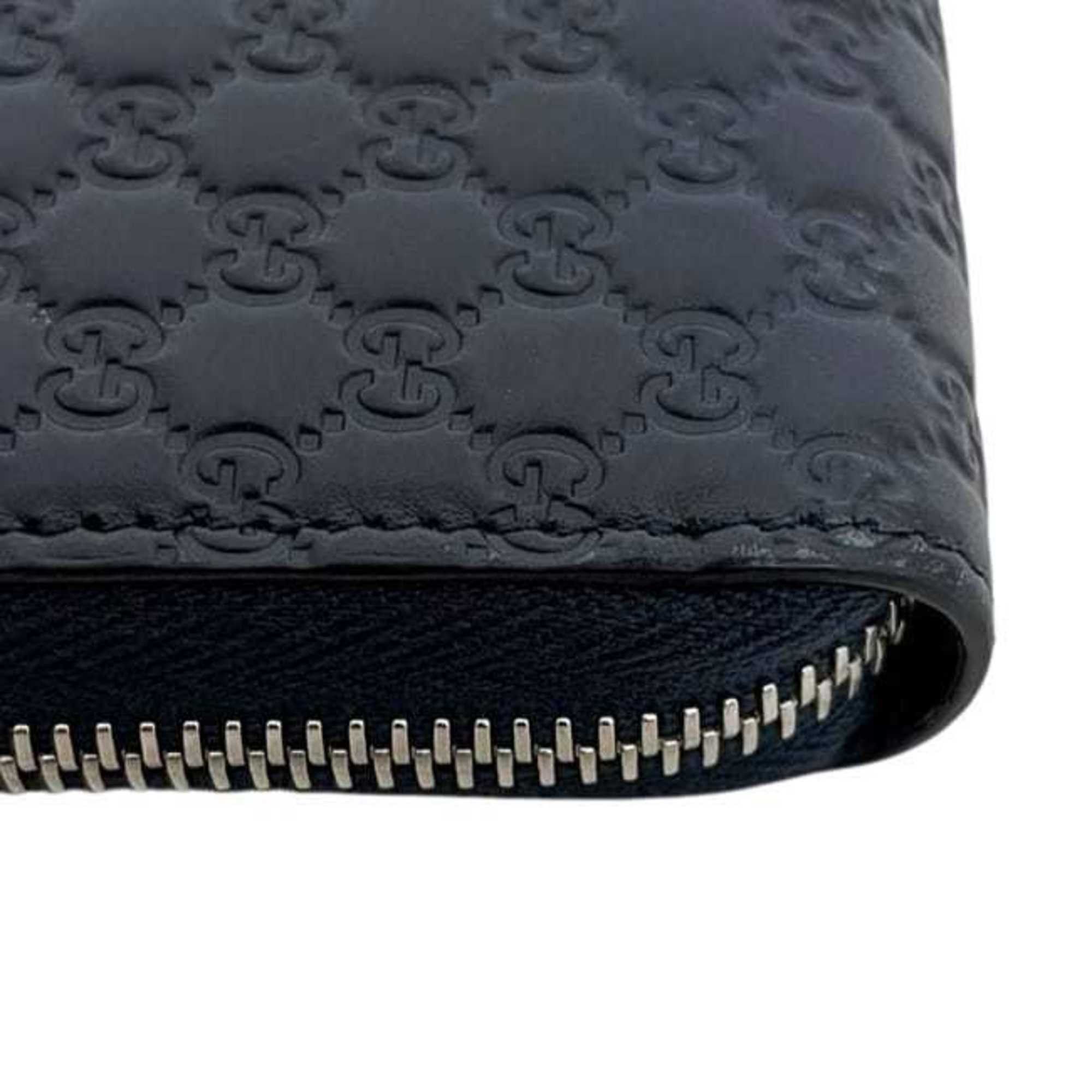 Gucci Gucci Round Long Wallet ec-25208 Navy Micro Shima 544473 Leather 2149 GUCCI GG Blue Men's Women's Size ONE SIZE - 6 Thumbnail