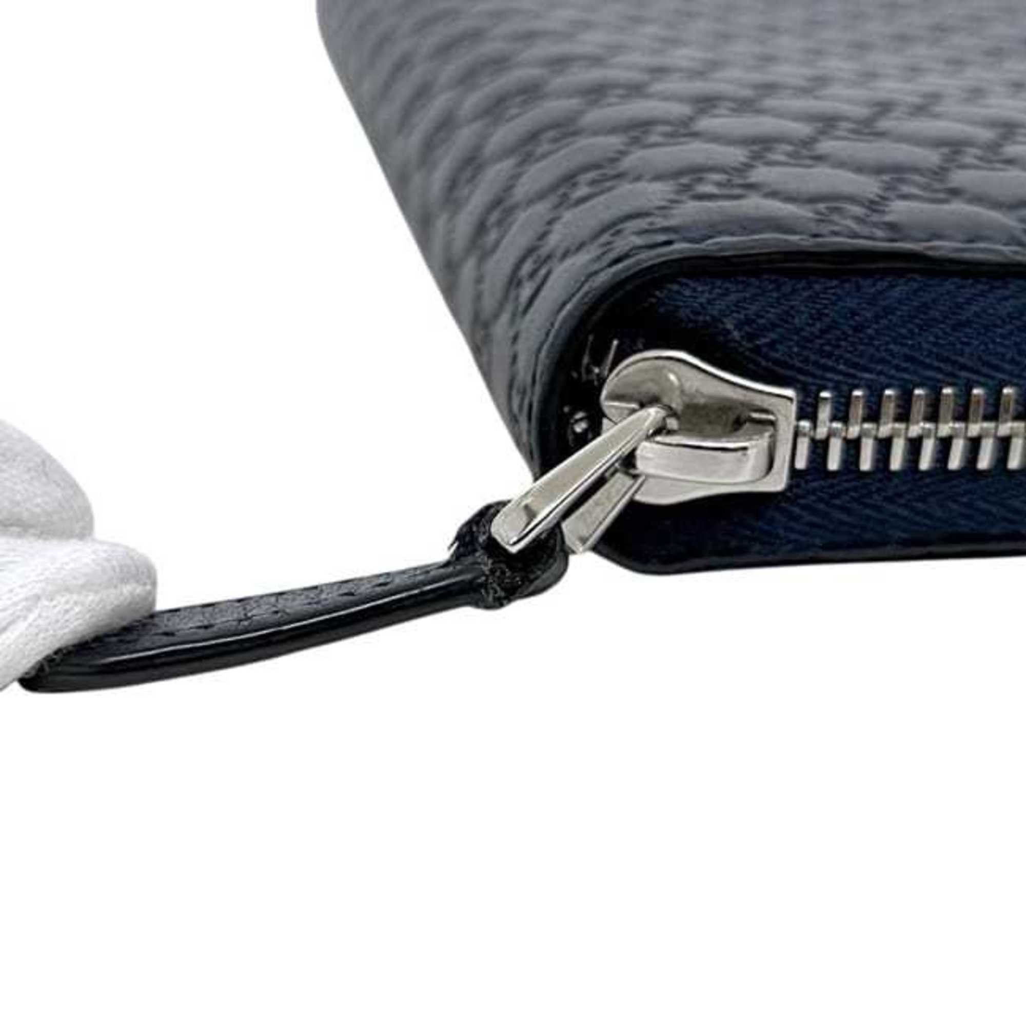 Gucci Gucci Round Long Wallet ec-25208 Navy Micro Shima 544473 Leather 2149 GUCCI GG Blue Men's Women's Size ONE SIZE - 7 Thumbnail