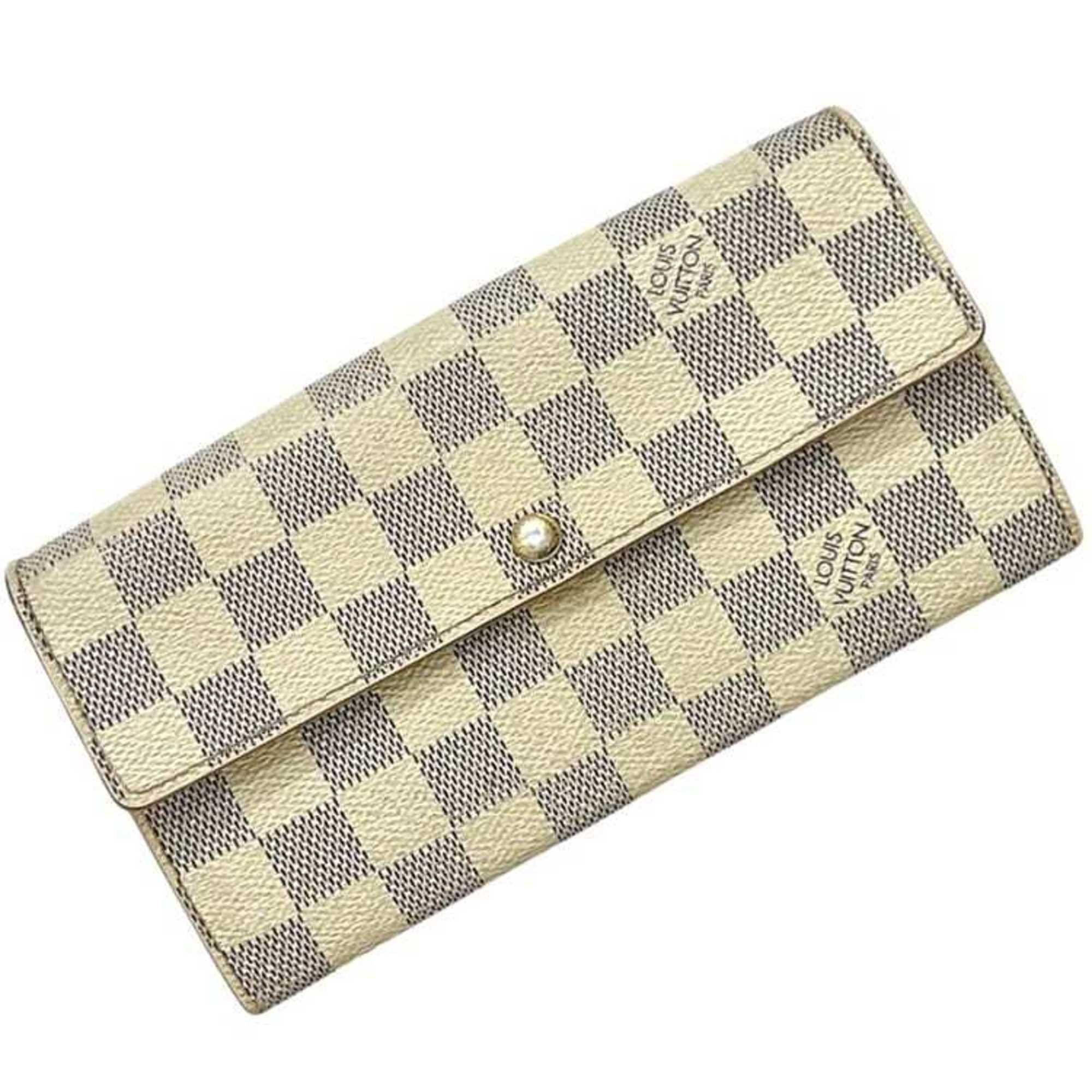 Louis Vuitton Louis Vuitton Bi-fold Long Wallet Portefeuille Sarah ec-25240 Beige Gray Damier Azur N61735 Canvas CA2049 LOUIS VUITTON White Flap Women's Men's Size ONE SIZE - 2 Thumbnail
