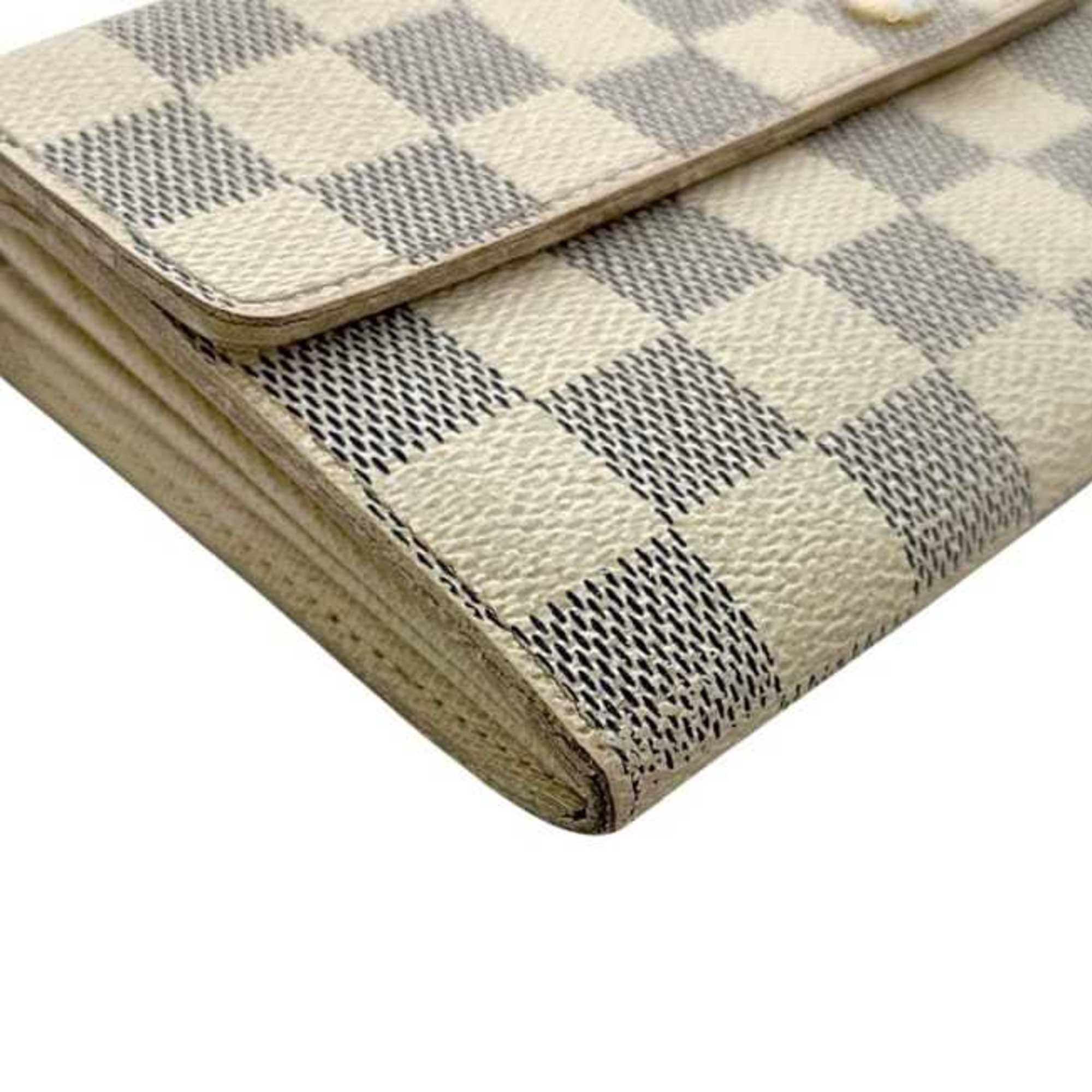 Louis Vuitton Louis Vuitton Bi-fold Long Wallet Portefeuille Sarah ec-25240 Beige Gray Damier Azur N61735 Canvas CA2049 LOUIS VUITTON White Flap Women's Men's Size ONE SIZE - 11 Thumbnail