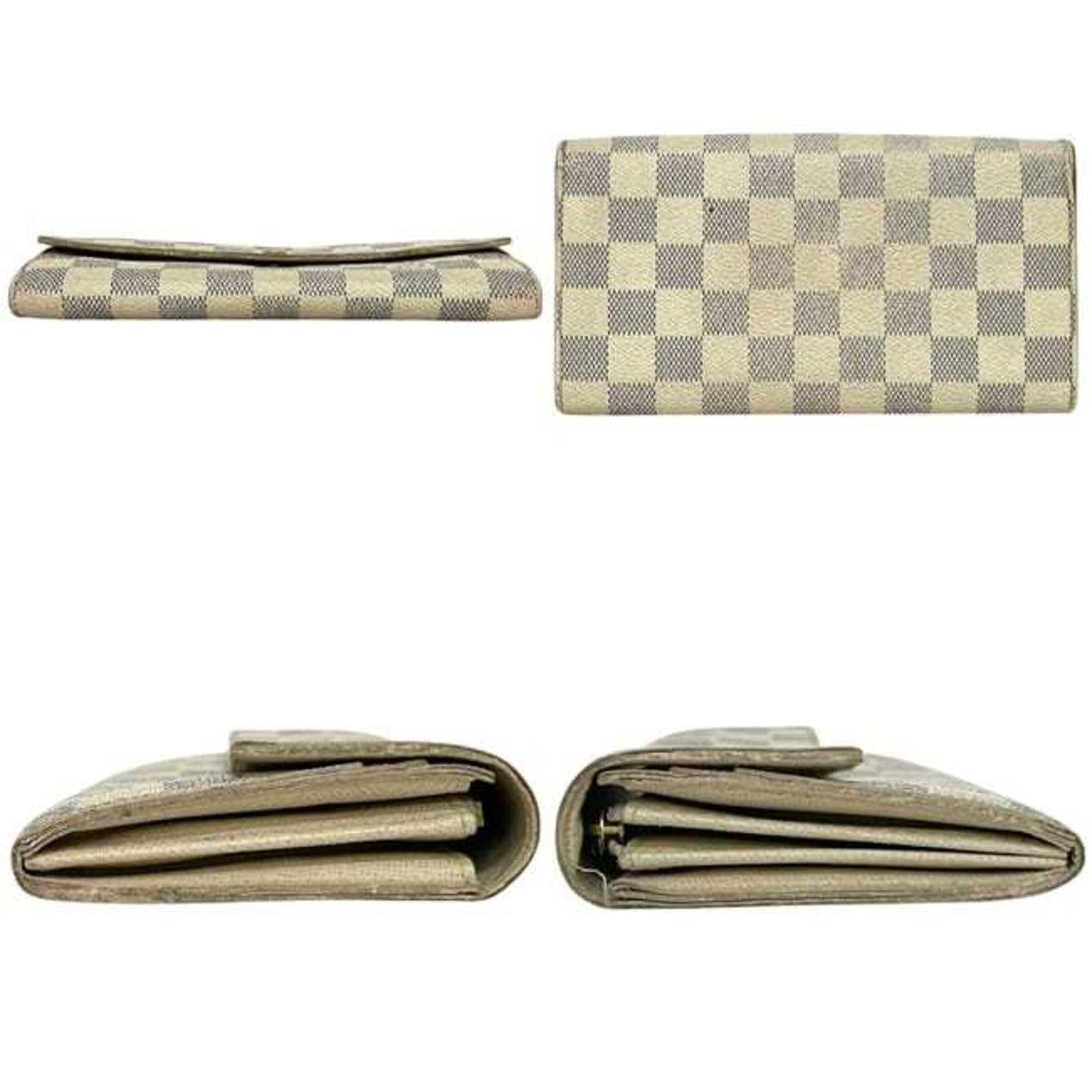 Louis Vuitton Louis Vuitton Bi-fold Long Wallet Portefeuille Sarah ec-25240 Beige Gray Damier Azur N61735 Canvas CA2049 LOUIS VUITTON White Flap Women's Men's Size ONE SIZE - 3 Thumbnail