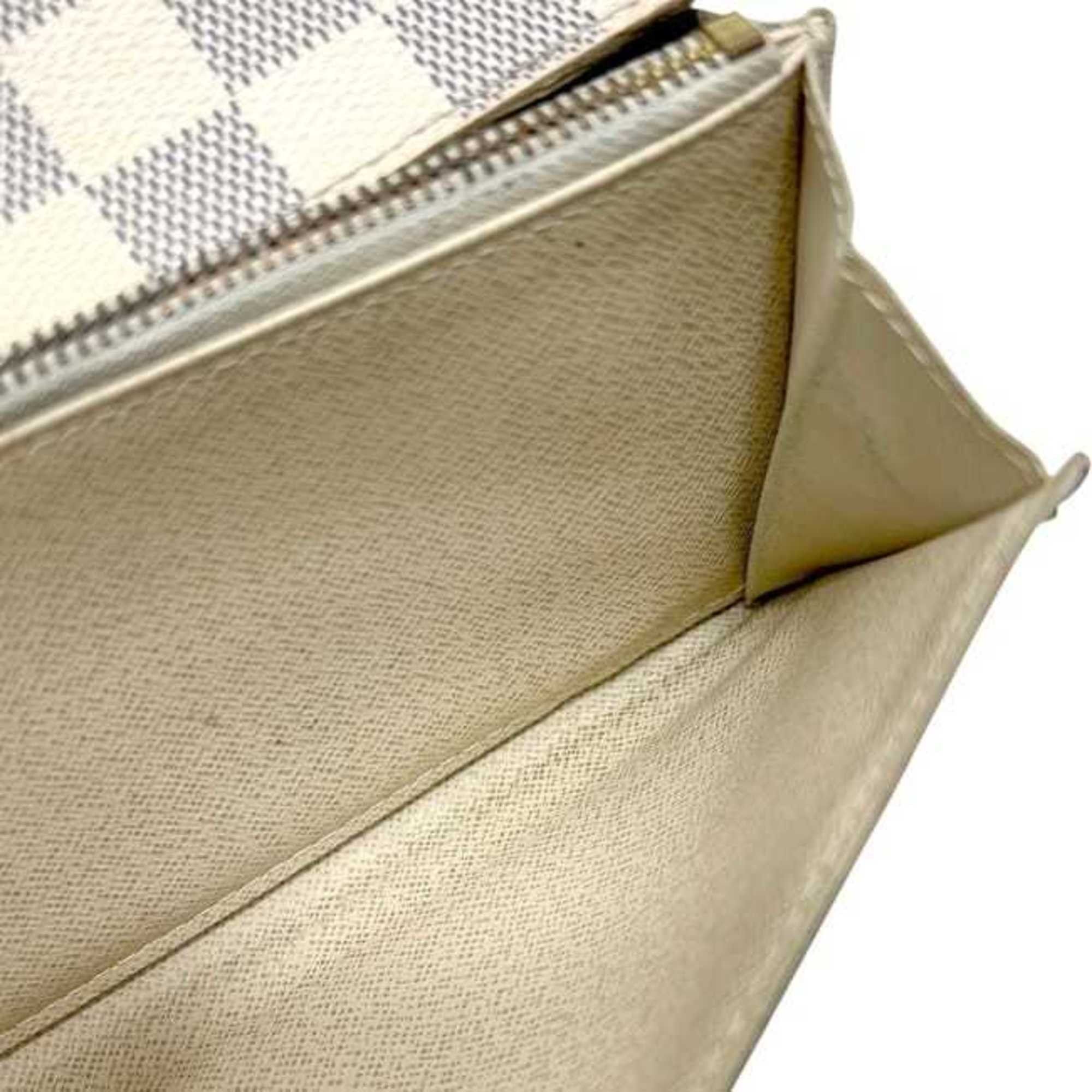 Louis Vuitton Louis Vuitton Bi-fold Long Wallet Portefeuille Sarah ec-25240 Beige Gray Damier Azur N61735 Canvas CA2049 LOUIS VUITTON White Flap Women's Men's Size ONE SIZE - 8 Thumbnail