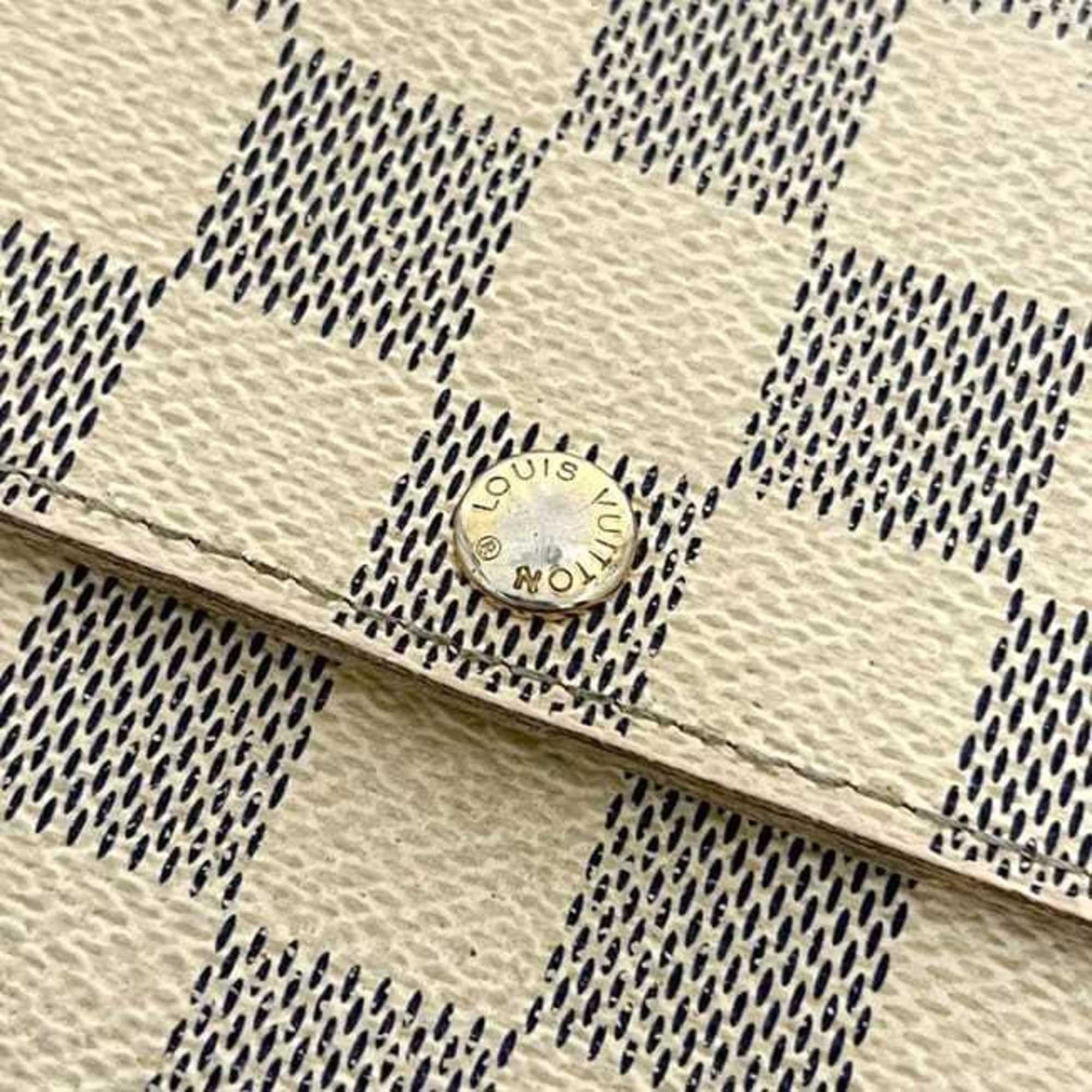 Louis Vuitton Louis Vuitton Bi-fold Long Wallet Portefeuille Sarah ec-25240 Beige Gray Damier Azur N61735 Canvas CA2049 LOUIS VUITTON White Flap Women's Men's Size ONE SIZE - 10 Thumbnail