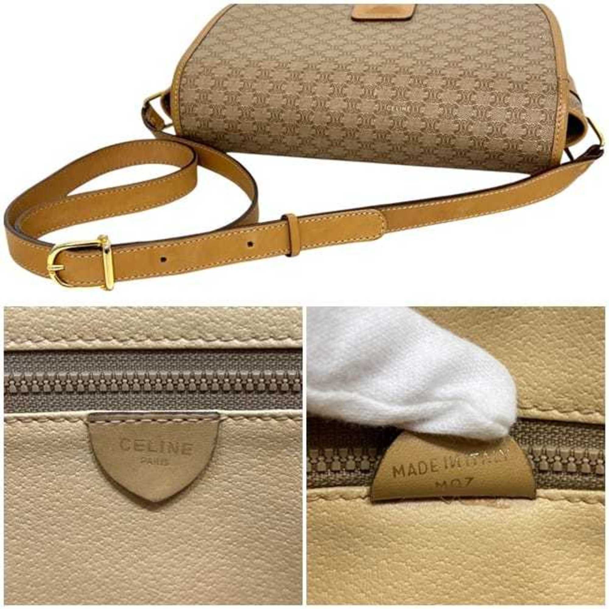 Celine Celine Shoulder Bag f-25253 Beige Macadam PVC Leather M07 CELINE Flap Crossbody Women's Snap Button Size ONE SIZE - 5 Thumbnail