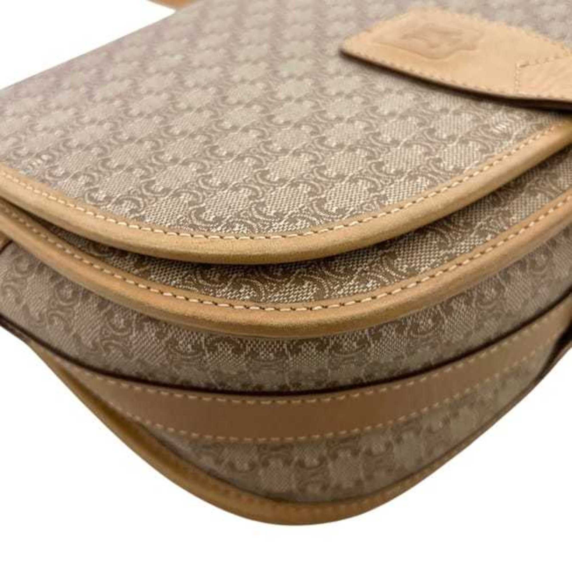 Celine Celine Shoulder Bag f-25253 Beige Macadam PVC Leather M07 CELINE Flap Crossbody Women's Snap Button Size ONE SIZE - 7 Thumbnail