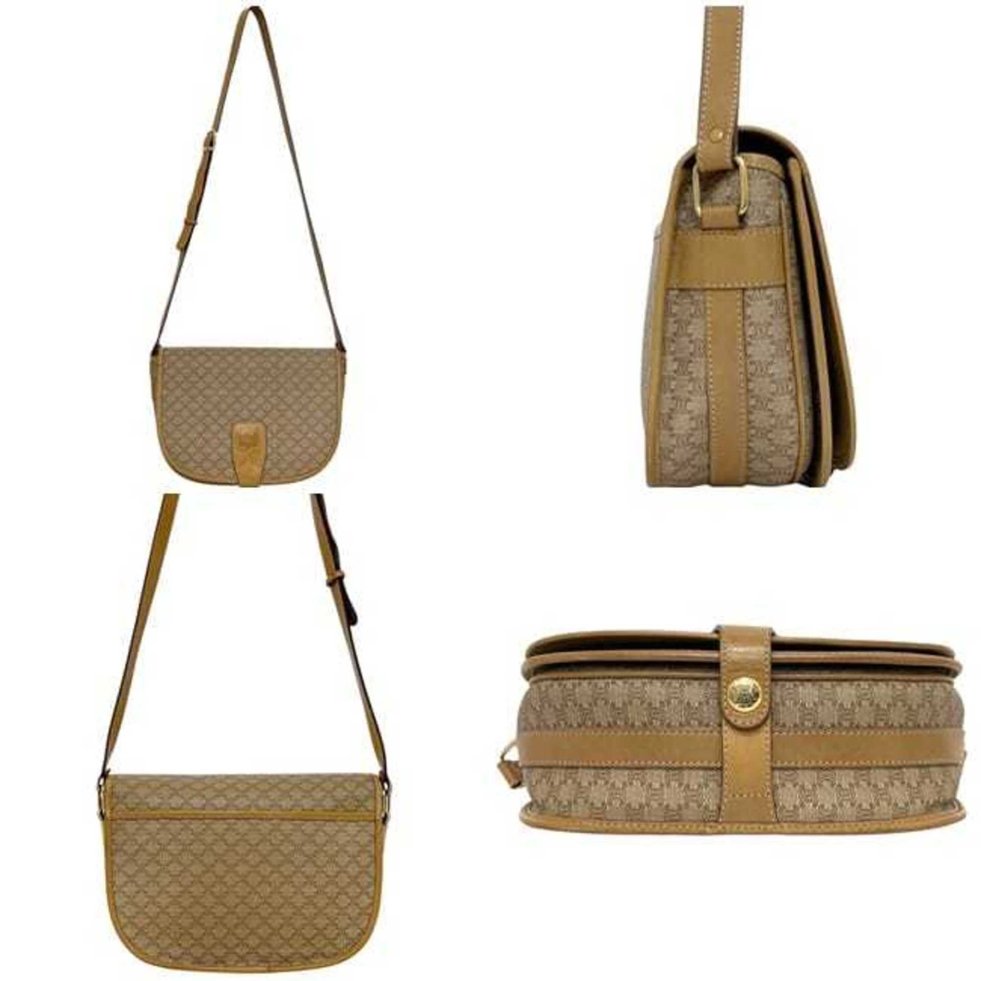 Celine Celine Shoulder Bag f-25253 Beige Macadam PVC Leather M07 CELINE Flap Crossbody Women's Snap Button Size ONE SIZE - 3 Thumbnail