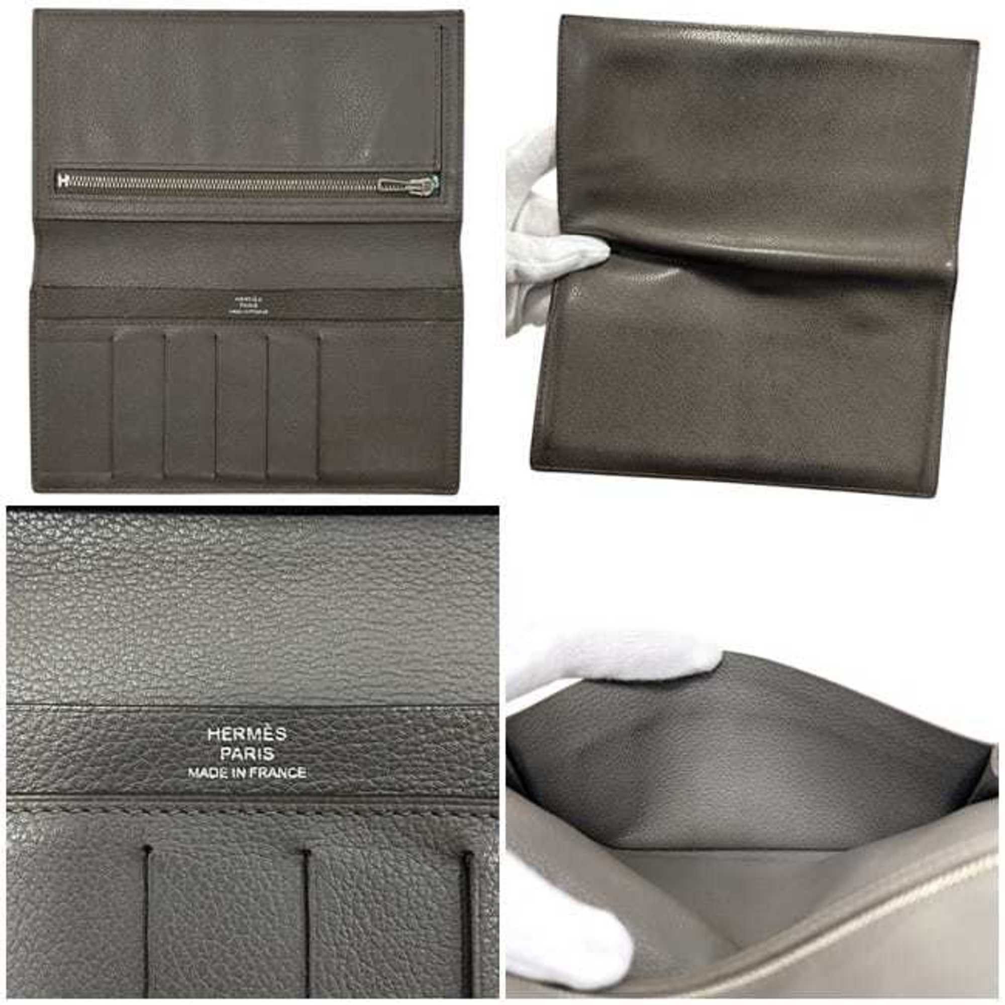 Hermes Hermes Bi-fold Long Wallet Citizen Twill Silk In f-25263 Greige Etoupe Leather Evercolor HERMES Women's Men's Size ONE SIZE - 5 Thumbnail