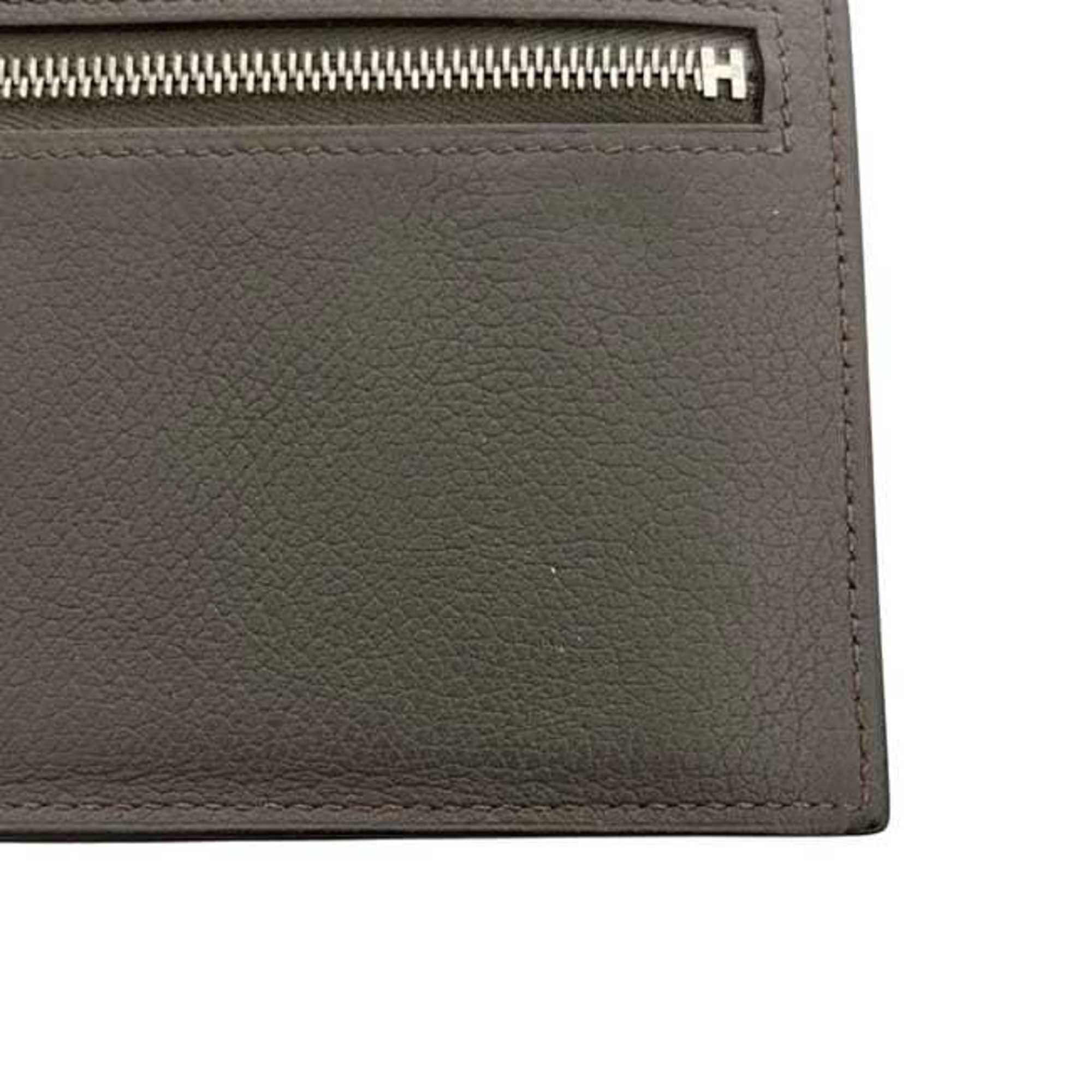 Hermes Hermes Bi-fold Long Wallet Citizen Twill Silk In f-25263 Greige Etoupe Leather Evercolor HERMES Women's Men's Size ONE SIZE - 9 Thumbnail