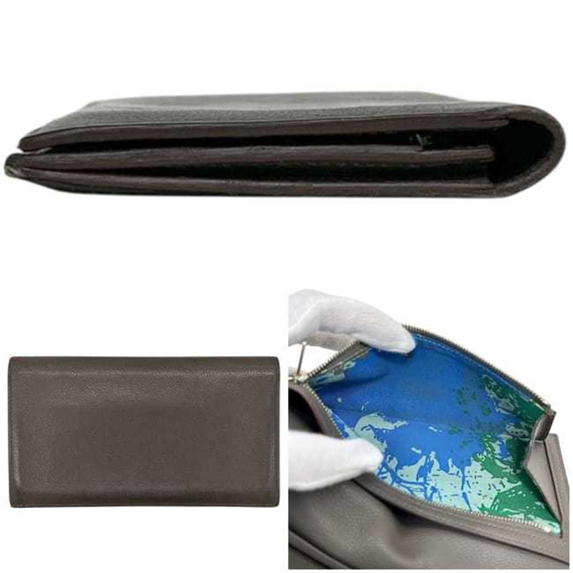 Hermes Hermes Bi-fold Long Wallet Citizen Twill Silk In f-25263 Greige Etoupe Leather Evercolor HERMES Women's Men's Size ONE SIZE - 3 Thumbnail
