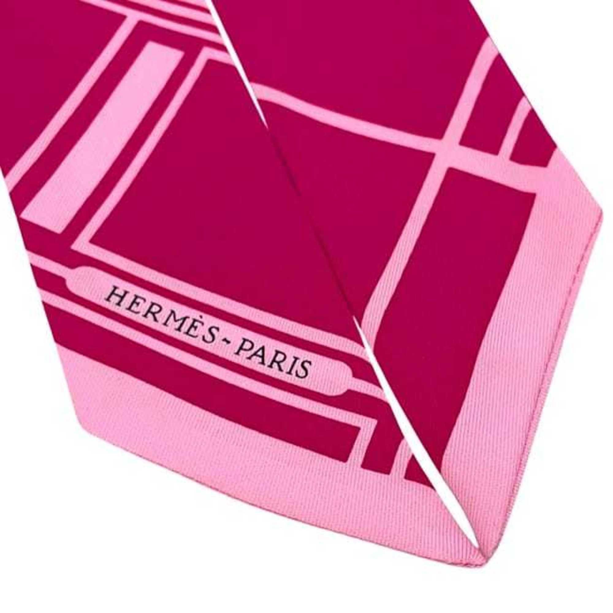 Hermes Hermes Ribbon Scarf Twilly ec-25161 Pink 100% Silk HERMES Muffler Women's Hair Bag Charm Collection Size ONE SIZE - 5 Thumbnail