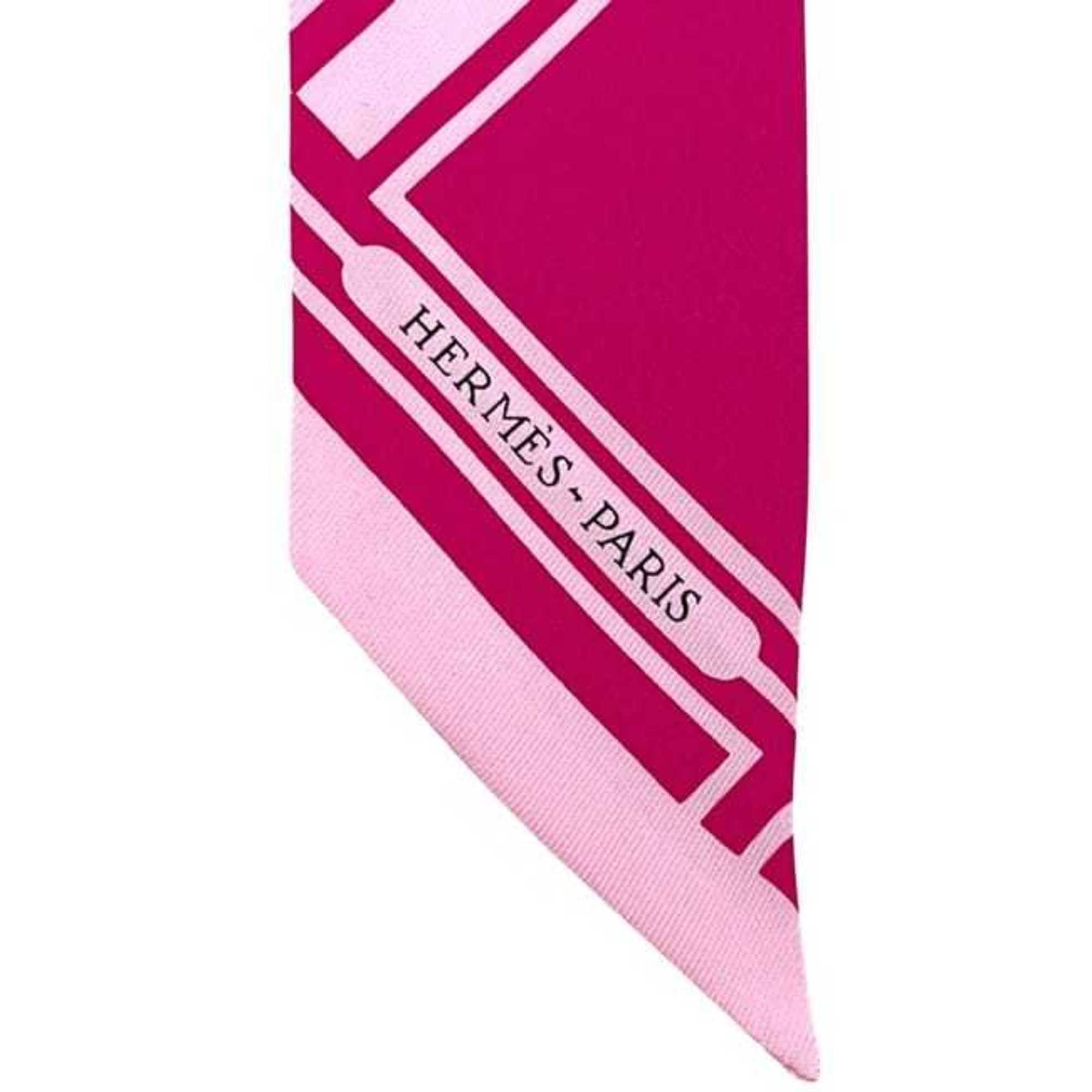 Hermes Hermes Ribbon Scarf Twilly ec-25161 Pink 100% Silk HERMES Muffler Women's Hair Bag Charm Collection Size ONE SIZE - 6 Thumbnail