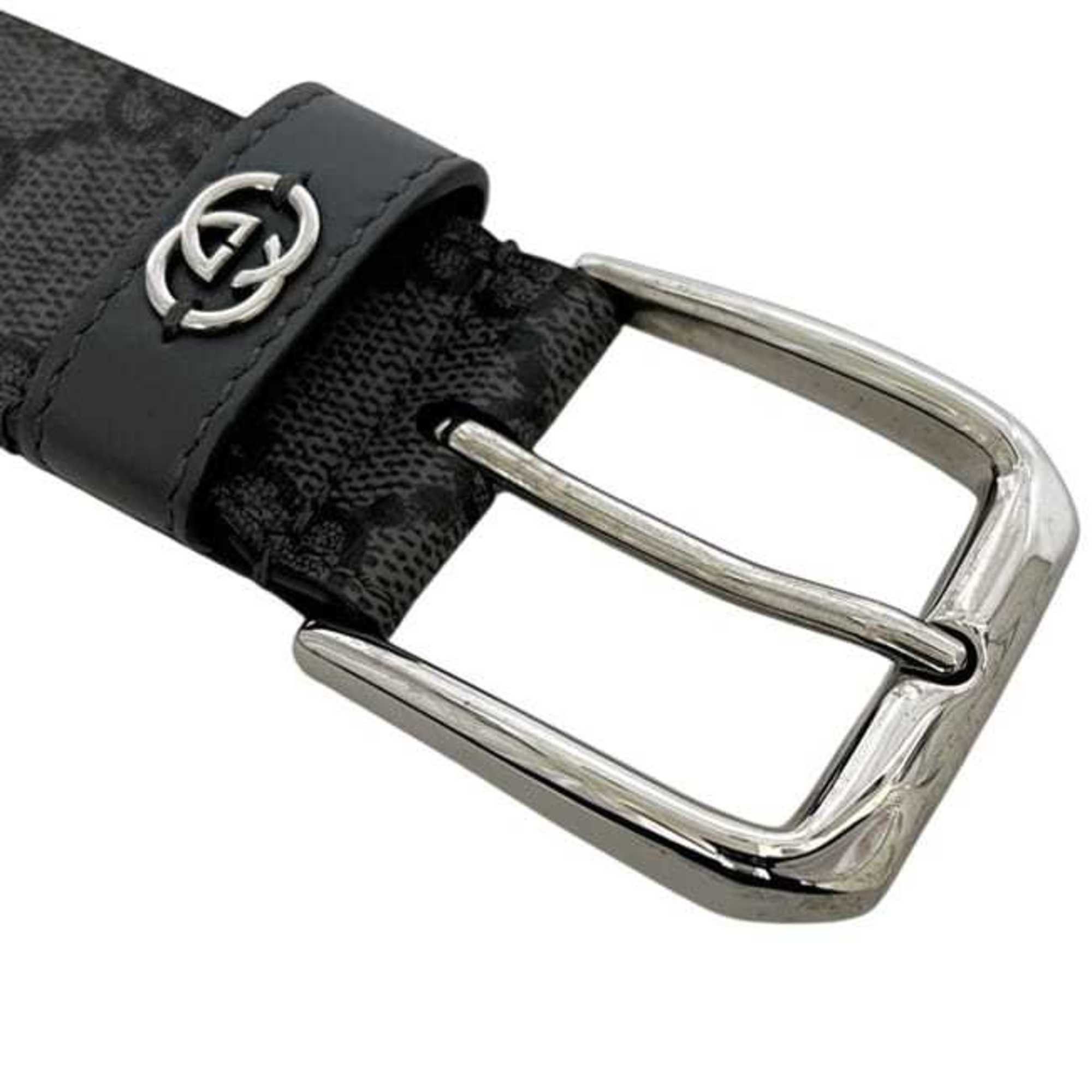 Gucci Gucci belt f-25199 gray GG Supreme interlocking 673921 waist 98cm coated canvas FABY3 85・34 525040 GUCCI 35mm square buckle men's women's Size ONE SIZE - 4 Thumbnail