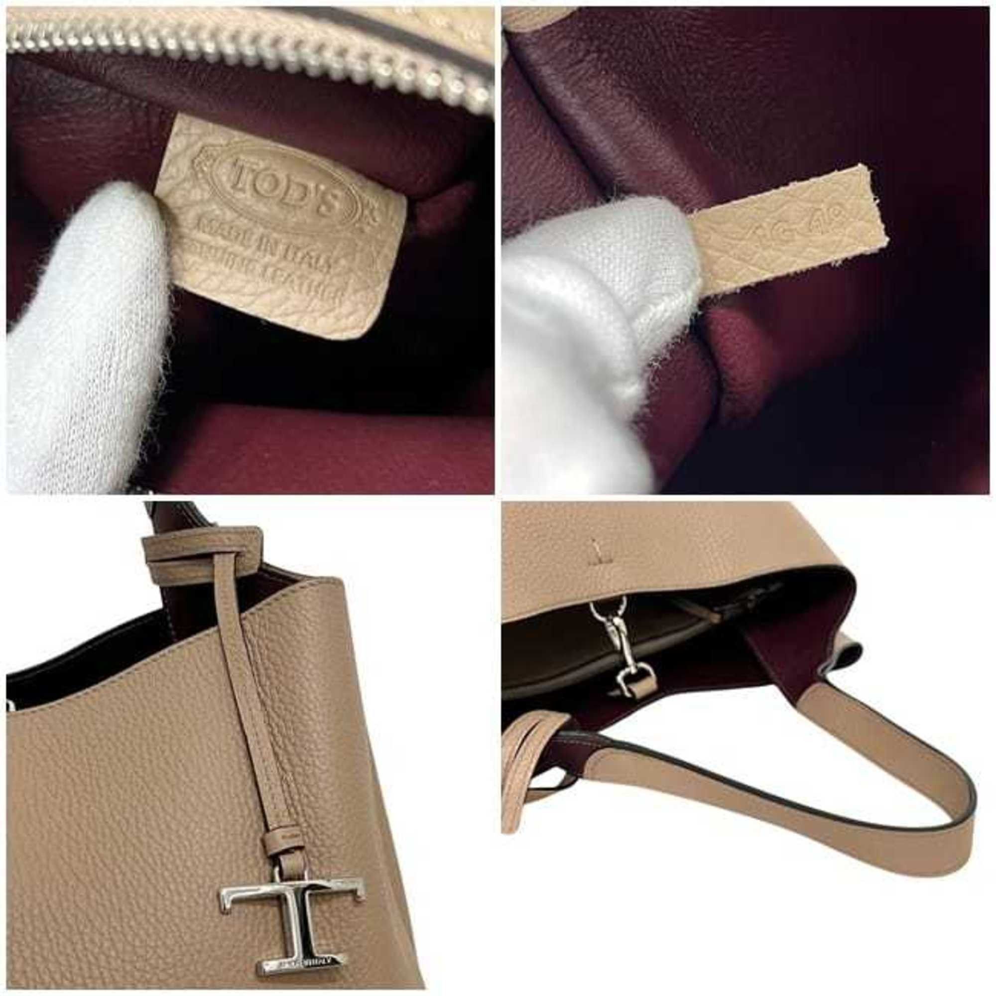 Tod's Tod's T-Timeless Micro Tote Bag f-25298 Beige Leather One-Handle T-Metallic Charm Women's Size ONE SIZE - 4 Thumbnail