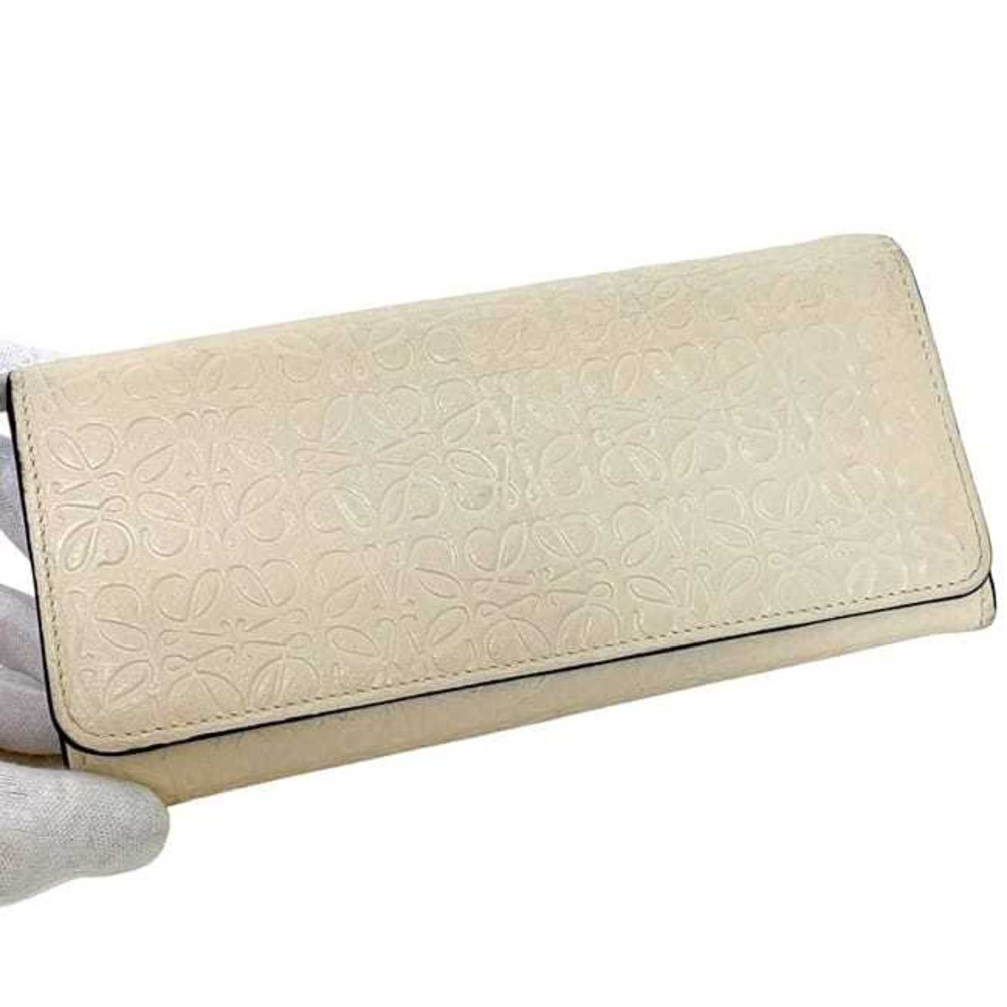 Loewe Loewe bi-fold long wallet ec-25157 beige Repeat Anagram 107.55.F11 leather 261709 LOEWE flap pocket white women's men's Size ONE SIZE - 7 Thumbnail