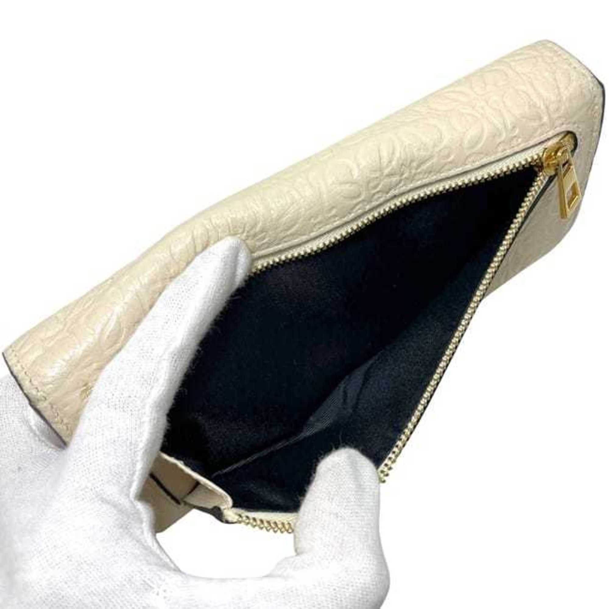 Loewe Loewe bi-fold long wallet ec-25157 beige Repeat Anagram 107.55.F11 leather 261709 LOEWE flap pocket white women's men's Size ONE SIZE - 5 Thumbnail