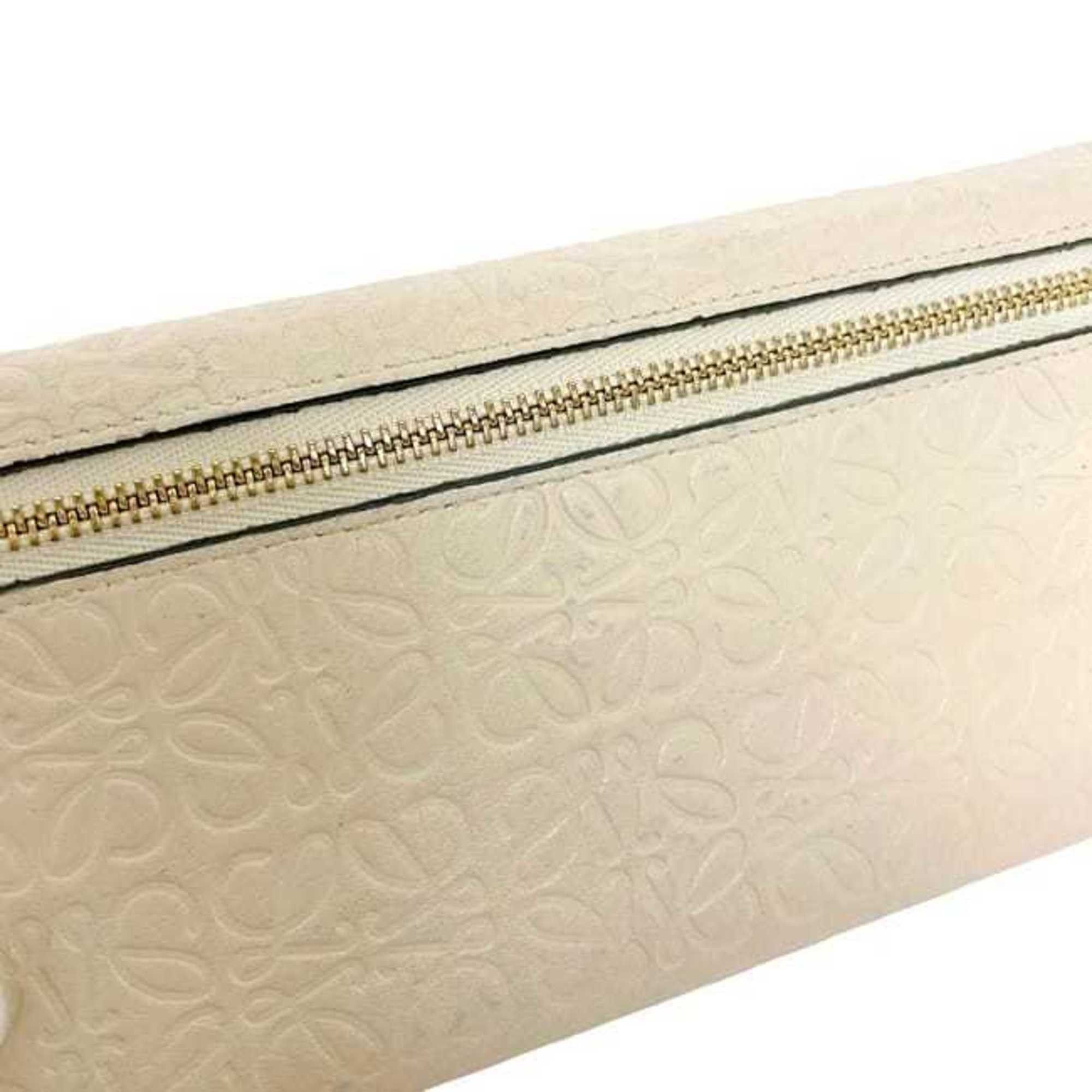 Loewe Loewe bi-fold long wallet ec-25157 beige Repeat Anagram 107.55.F11 leather 261709 LOEWE flap pocket white women's men's Size ONE SIZE - 10 Thumbnail