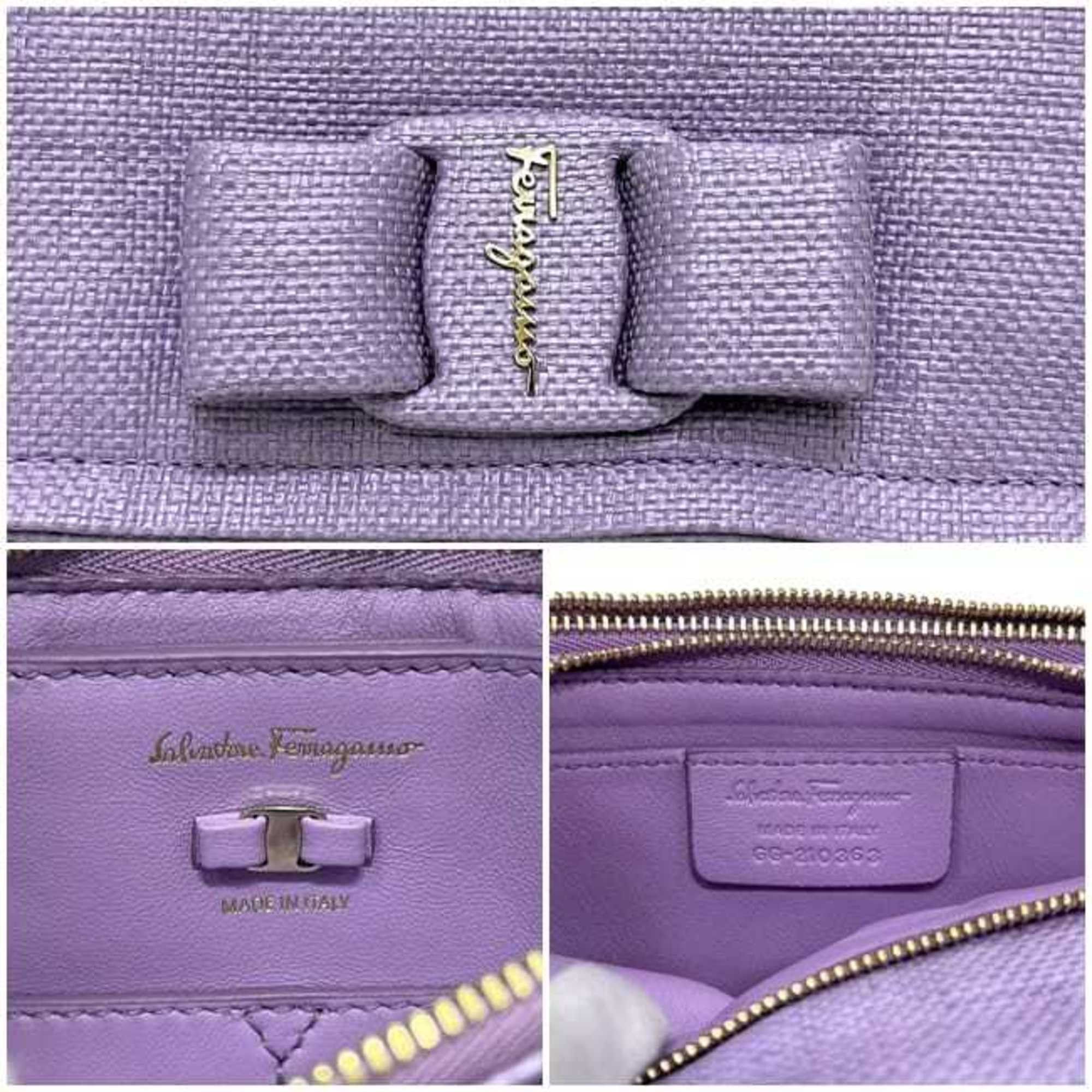 Salvatore Ferragamo Salvatore Ferragamo Chain Shoulder Bag f-25193 Purple Vara Viva Bow GG-210363 Coated Canvas Ribbon Flap Crossbody VIVA BOW Puffer Size ONE SIZE - 3 Thumbnail
