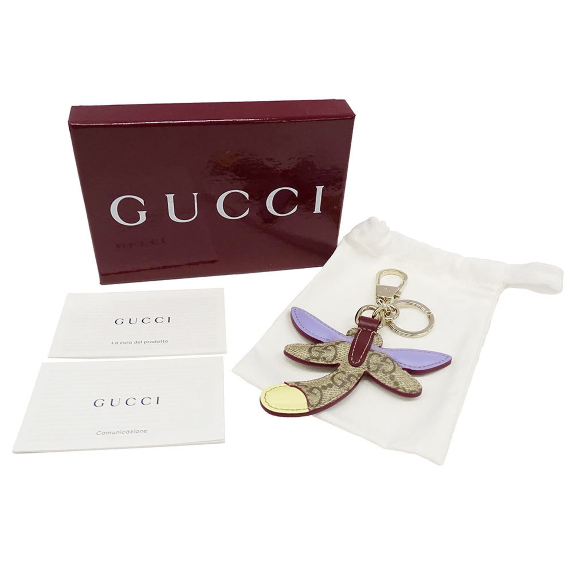 Gucci Gucci charm for women and men, leather, GG emblem, dragonfly shape, beige, multicolor, 837353, accessory, bag charm, dragonfly. Size ONE SIZE - 4 Thumbnail