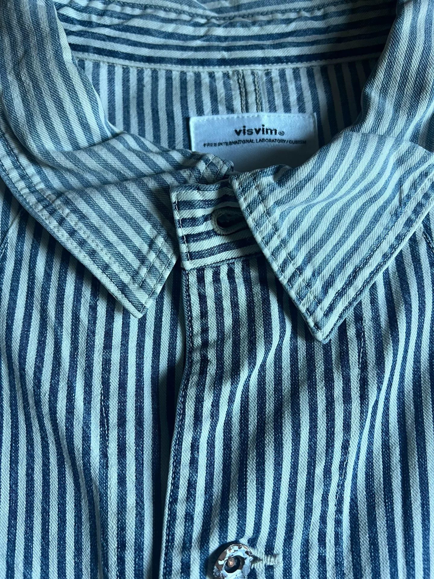Visvim Visvim Coverall Hickory Dry Striped Shirt Size US L / EU 52-54 / 3 - 4 Thumbnail