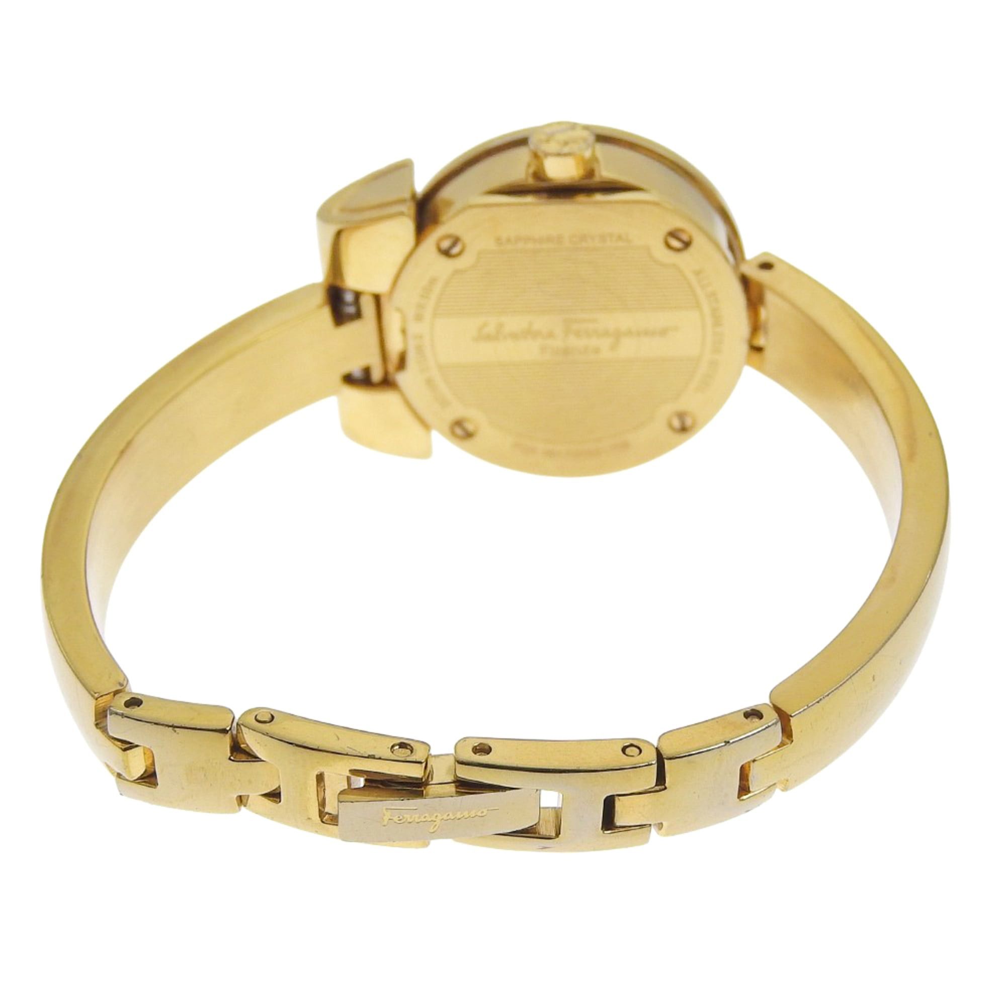 Salvatore Ferragamo Salvatore Ferragamo Gancini Bangle Watch FQ5 Gold Plated Quartz Analog Silver Dial Women's Size ONE SIZE - 5 Thumbnail