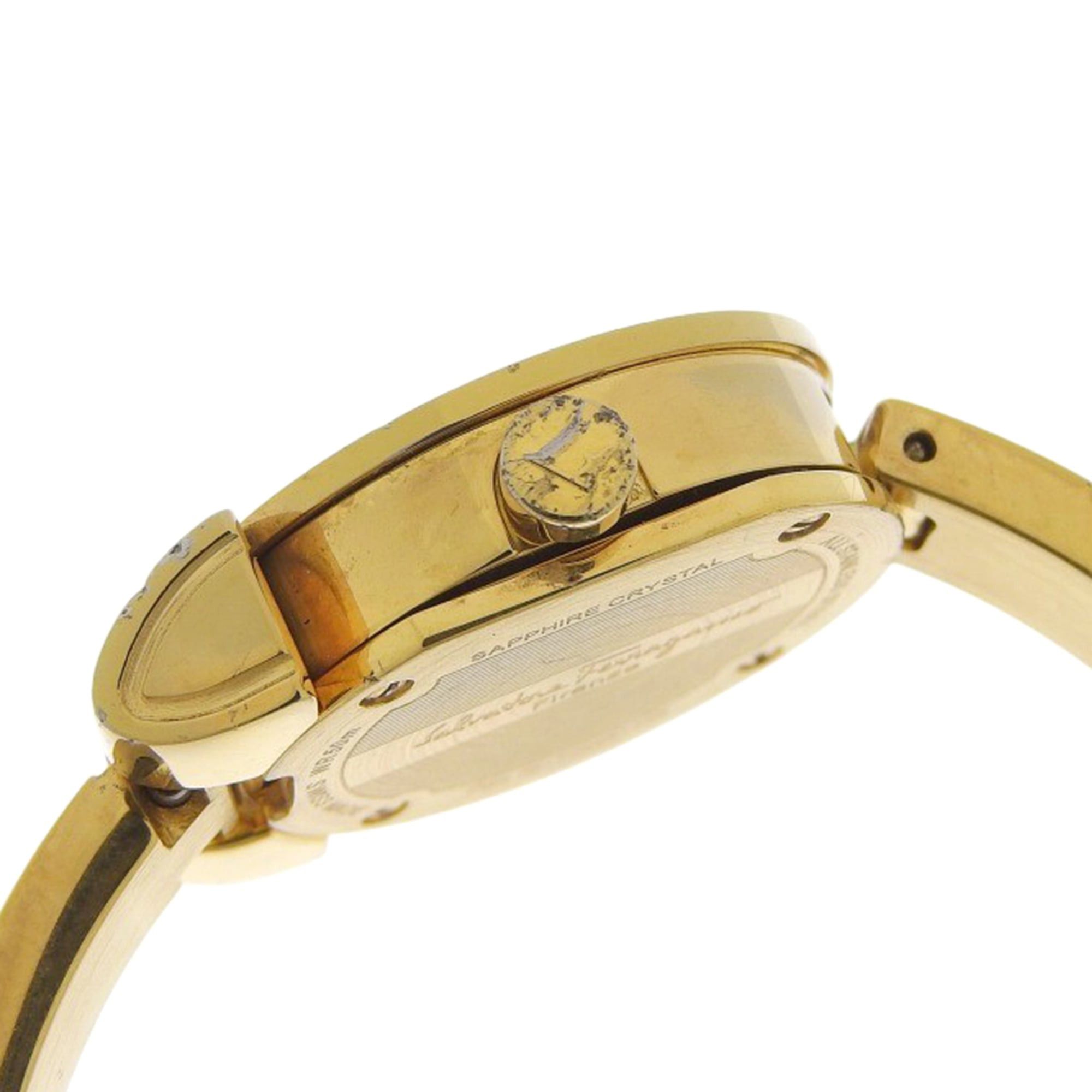 Salvatore Ferragamo Salvatore Ferragamo Gancini Bangle Watch FQ5 Gold Plated Quartz Analog Silver Dial Women's Size ONE SIZE - 6 Thumbnail