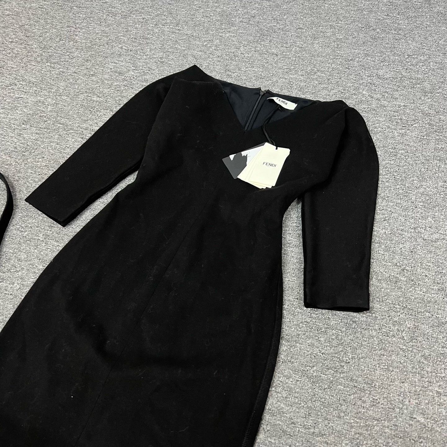Fendi Fendi Black V-Neck Silk-Wool Dress 38 Size S / US 4 / IT 40 - 3 Thumbnail