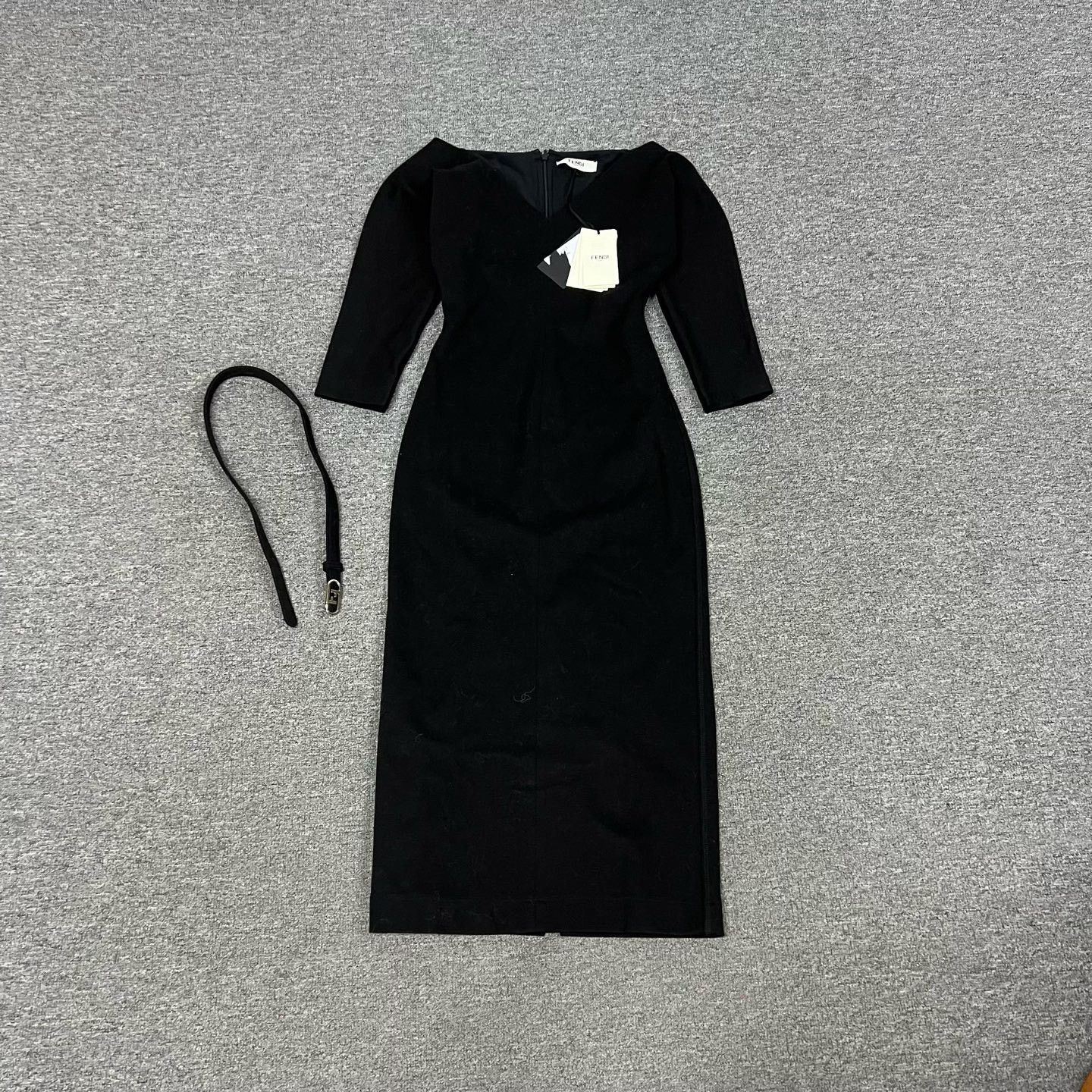 Fendi Fendi Black V-Neck Silk-Wool Dress 38 Size S / US 4 / IT 40 - 2 Thumbnail