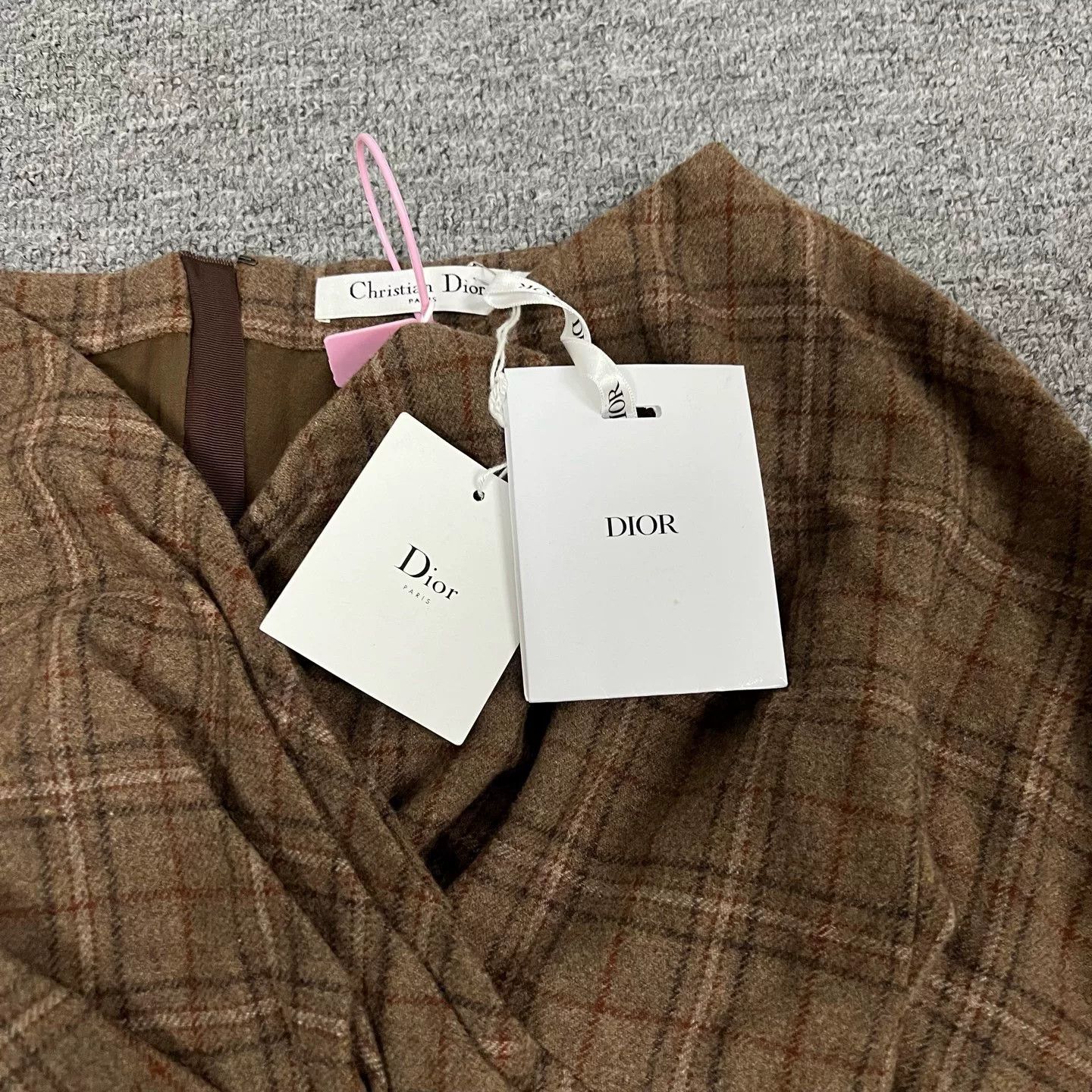 Dior Dior Brown Plaid Silk-Wool Wrap Dress Size XS / US 0-2 / IT 36-38 - 2 Thumbnail