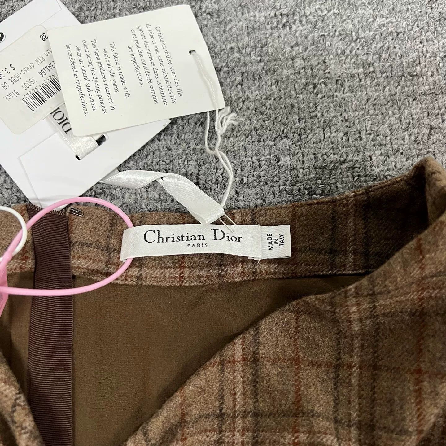 Dior Dior Brown Plaid Silk-Wool Wrap Dress Size XS / US 0-2 / IT 36-38 - 3 Thumbnail