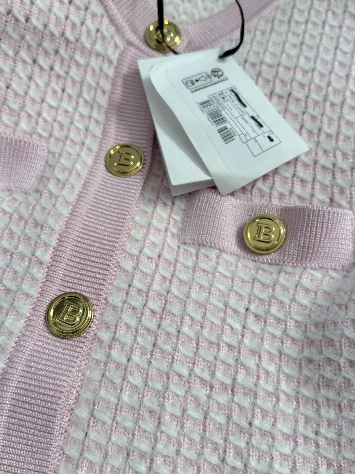 Balmain Balmain Pink Knitted Short-Sleeve Cardigan Size S / US 4 / IT 40 - 3 Thumbnail