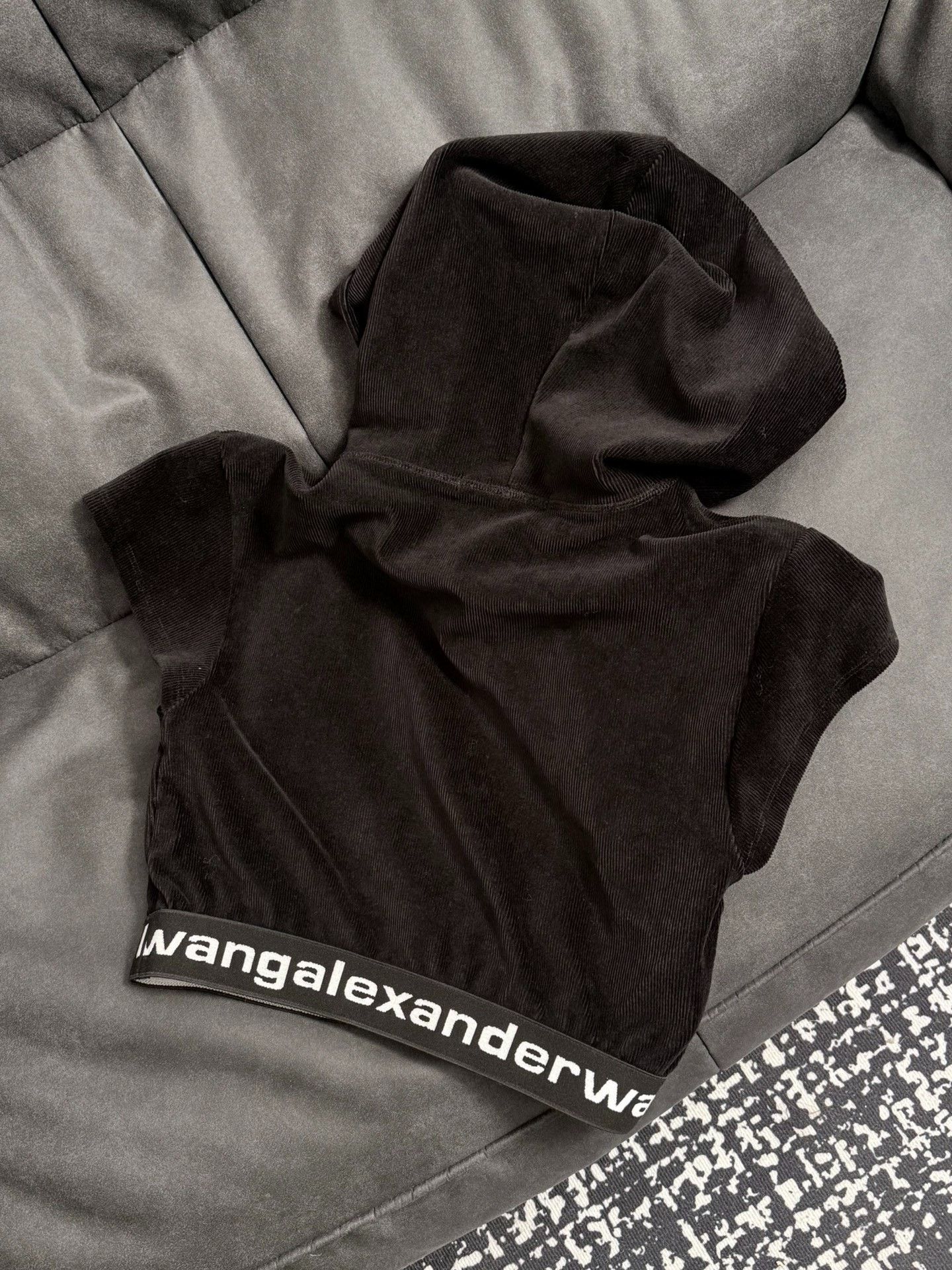Alexander Wang Alexander Wang Black Corduroy Hooded Short-Sleeve XS Size XS / US 0-2 / IT 36-38 - 2 Thumbnail