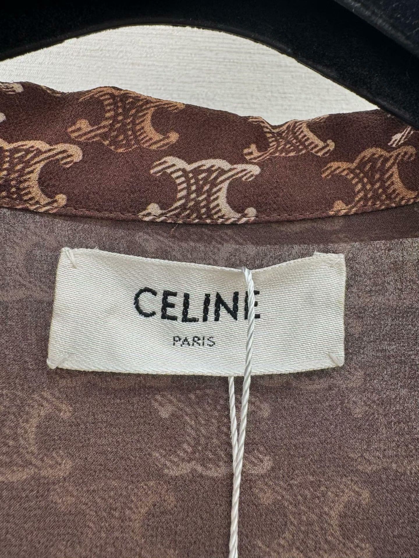 Celine Celine Triomphe Monogram Silk Shirt Size US XXS / EU 40 - 2 Thumbnail