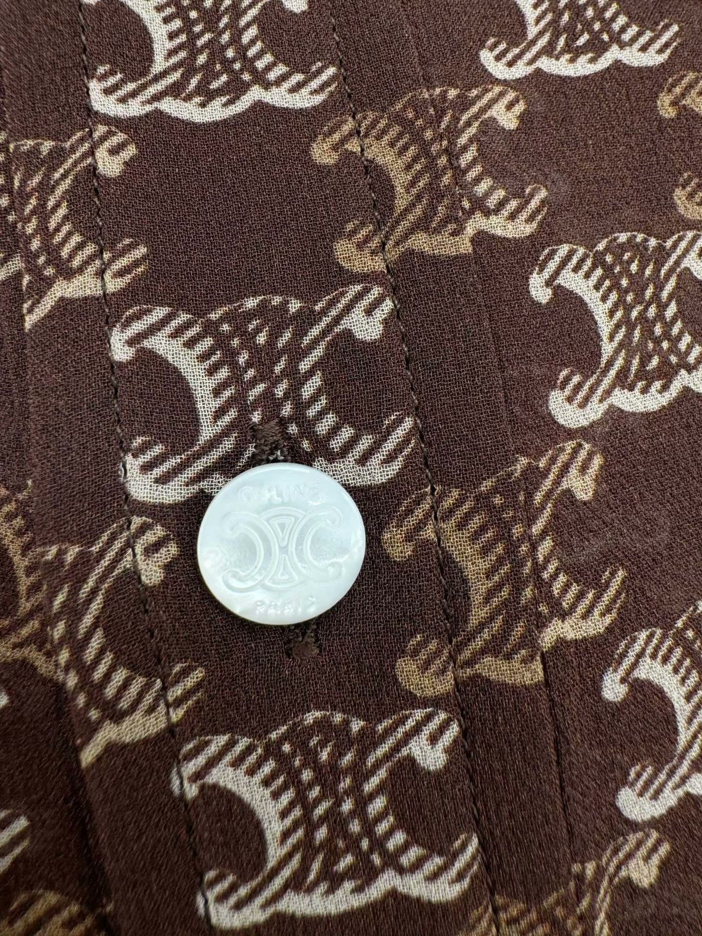 Celine Celine Triomphe Monogram Silk Shirt Size US XXS / EU 40 - 3 Thumbnail
