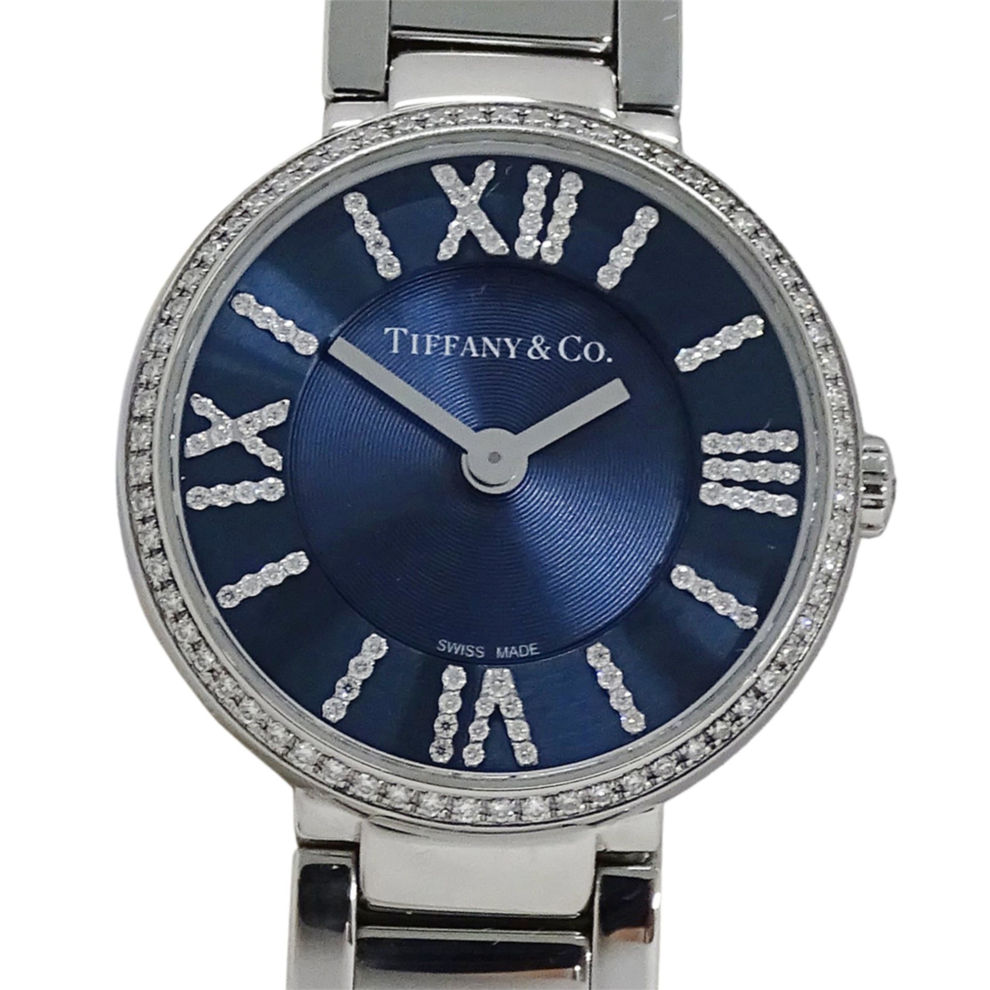 Tiffany & Co. Tiffany & Co. Women's Atlas Diamond Quartz Watch, Stainless Steel (SS), Silver/Navy, 69291651, Polished. Size ONE SIZE - 2 Thumbnail
