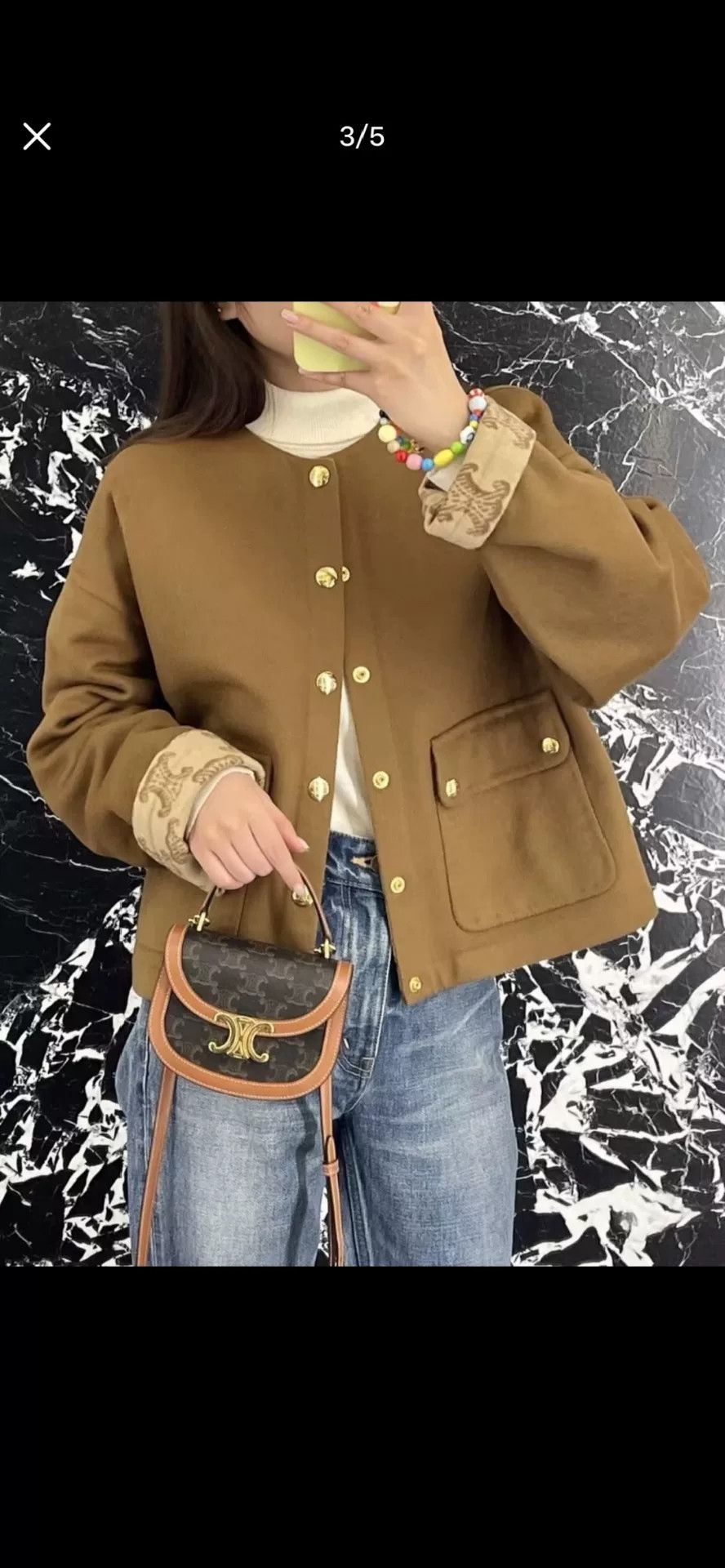 Celine Celine Wool Triomphe Monogram Coat Size US XXS / EU 40 - 7 Thumbnail