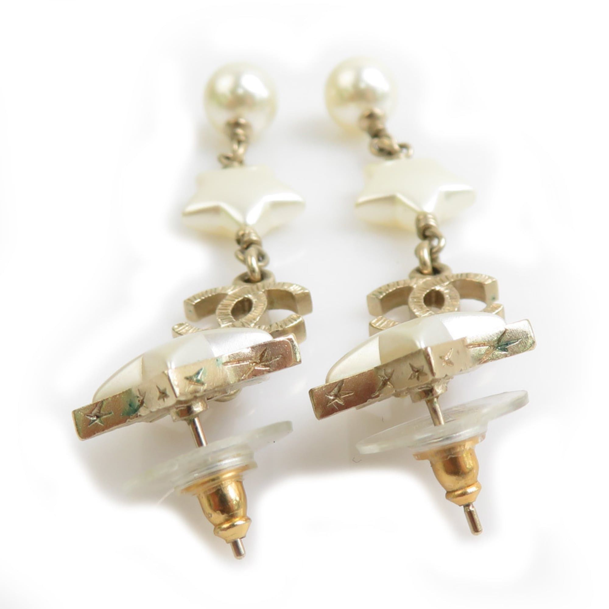 Chanel Chanel earrings, metal with faux pearls, gold and white, for women. Free shipping. 56603a Size ONE SIZE - 3 Thumbnail