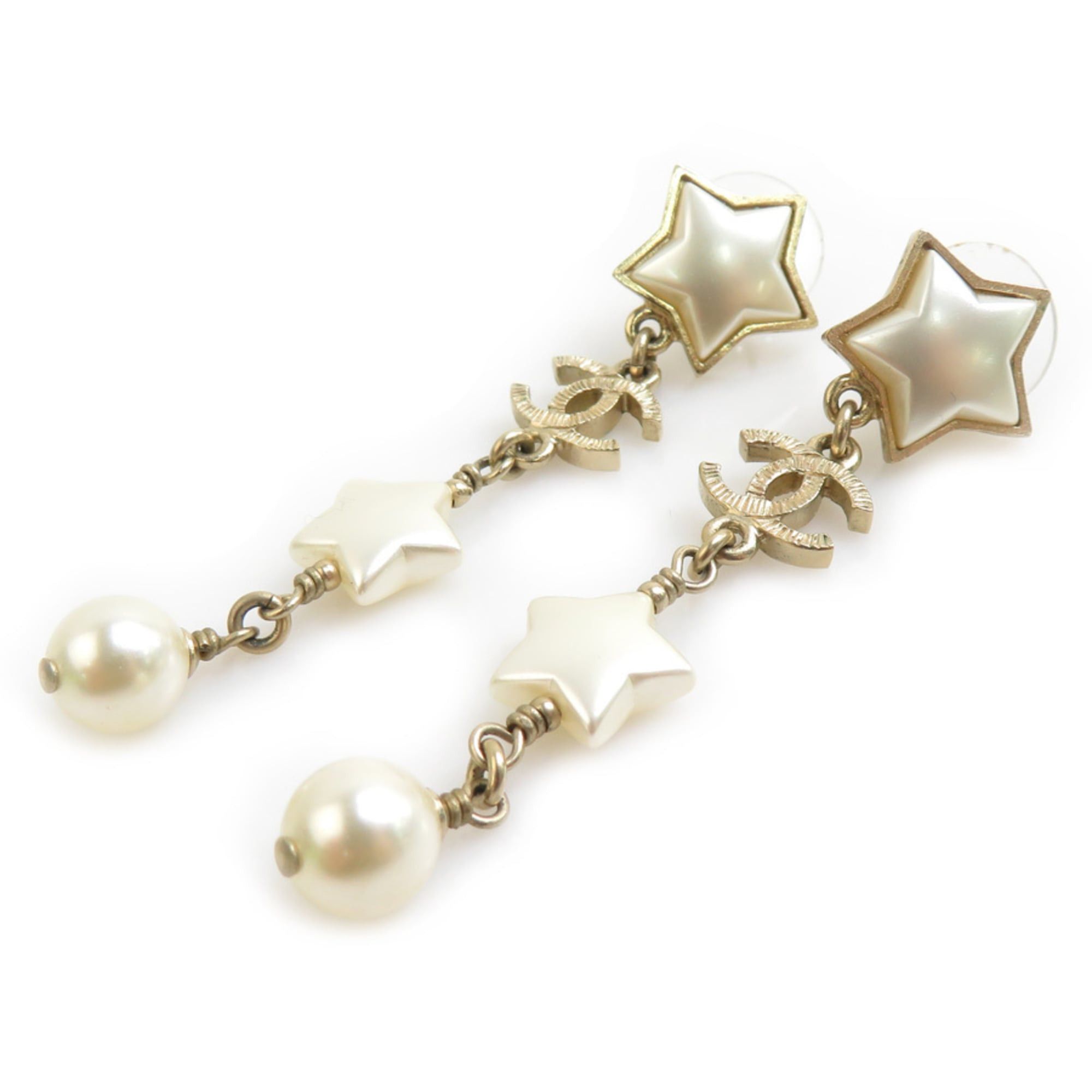 Chanel Chanel earrings, metal with faux pearls, gold and white, for women. Free shipping. 56603a Size ONE SIZE - 2 Thumbnail