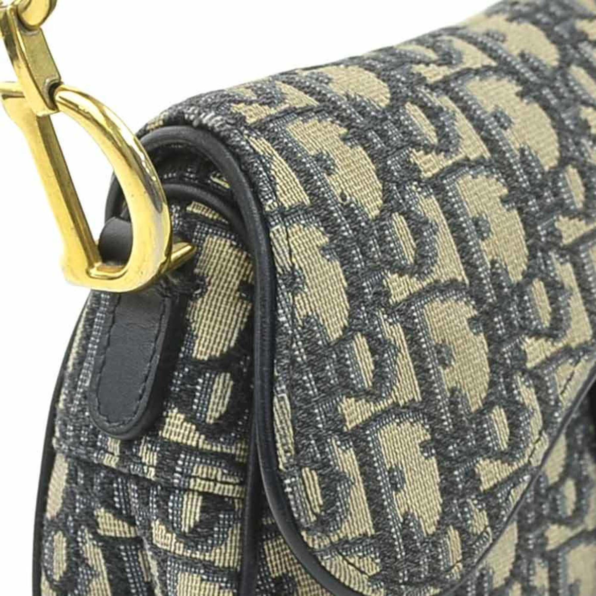 Dior Christian Dior handbag/shoulder bag, saddle bag style, canvas and leather, navy, women's, free shipping, 90243a Size ONE SIZE - 6 Thumbnail