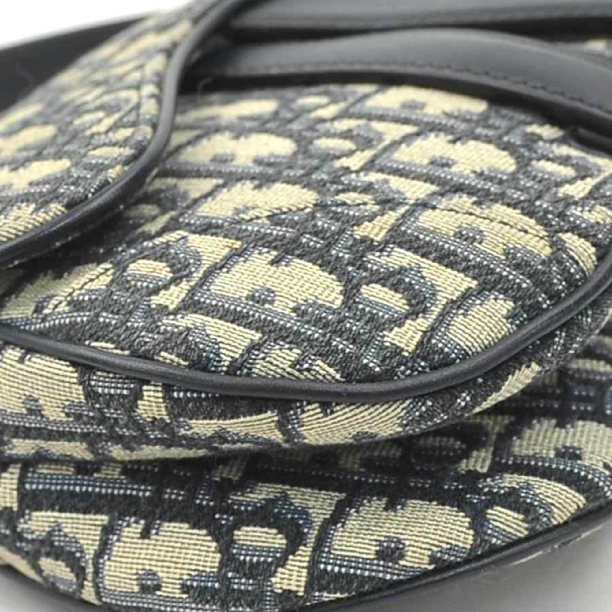 Dior Christian Dior handbag/shoulder bag, saddle bag style, canvas and leather, navy, women's, free shipping, 90243a Size ONE SIZE - 7 Thumbnail