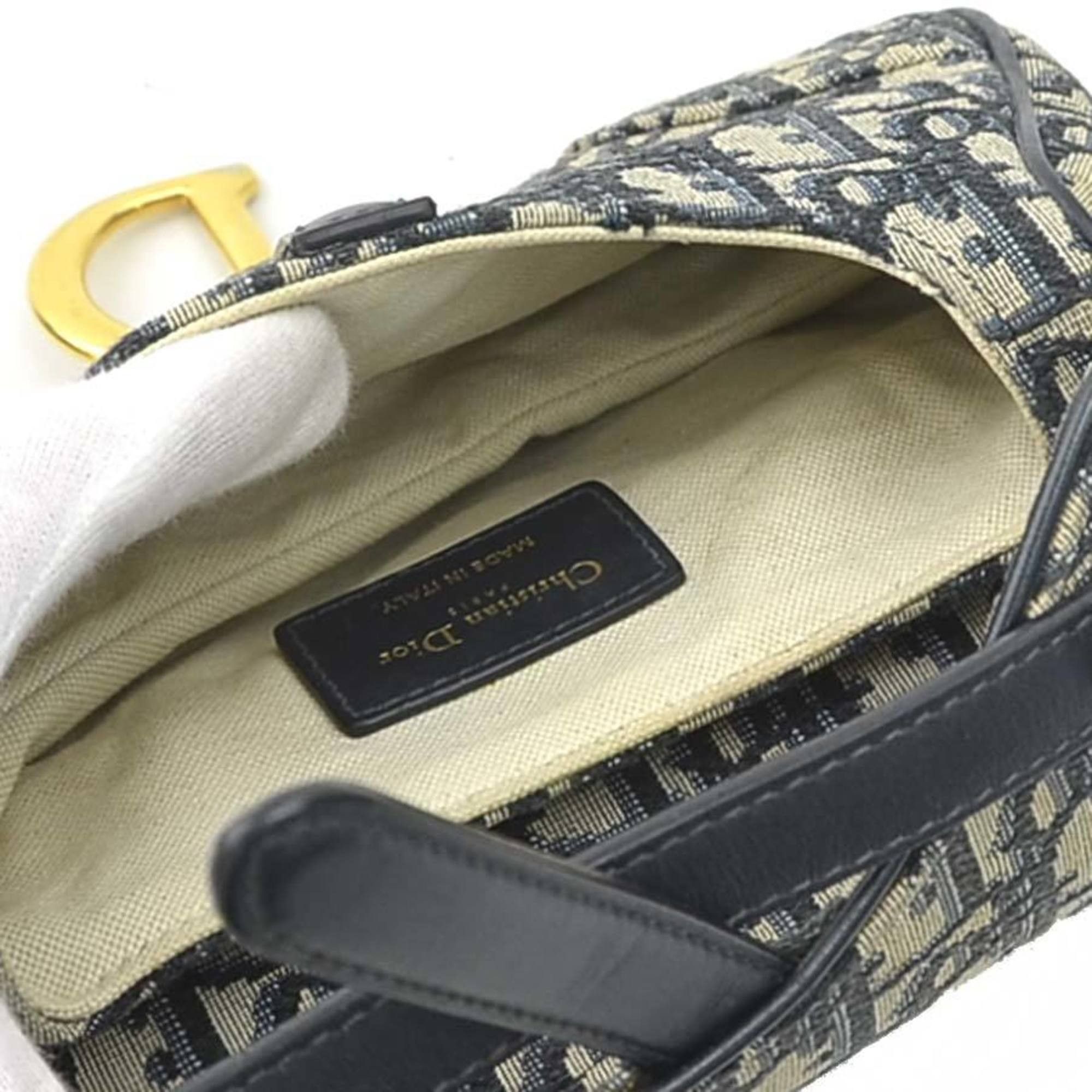 Dior Christian Dior handbag/shoulder bag, saddle bag style, canvas and leather, navy, women's, free shipping, 90243a Size ONE SIZE - 5 Thumbnail