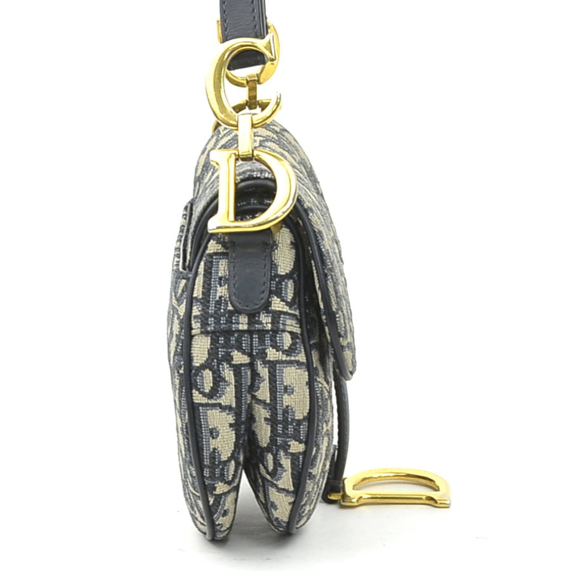 Dior Christian Dior handbag/shoulder bag, saddle bag style, canvas and leather, navy, women's, free shipping, 90243a Size ONE SIZE - 2 Thumbnail