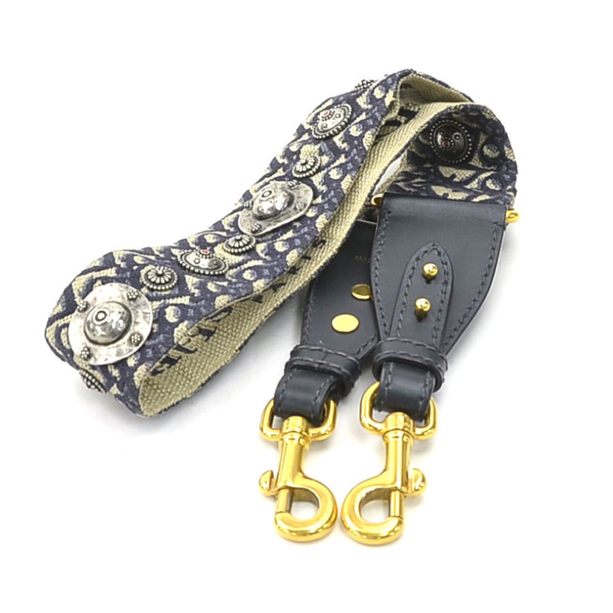 Dior Christian Dior handbag/shoulder bag, saddle bag style, canvas and leather, navy, women's, free shipping, 90243a Size ONE SIZE - 9 Thumbnail