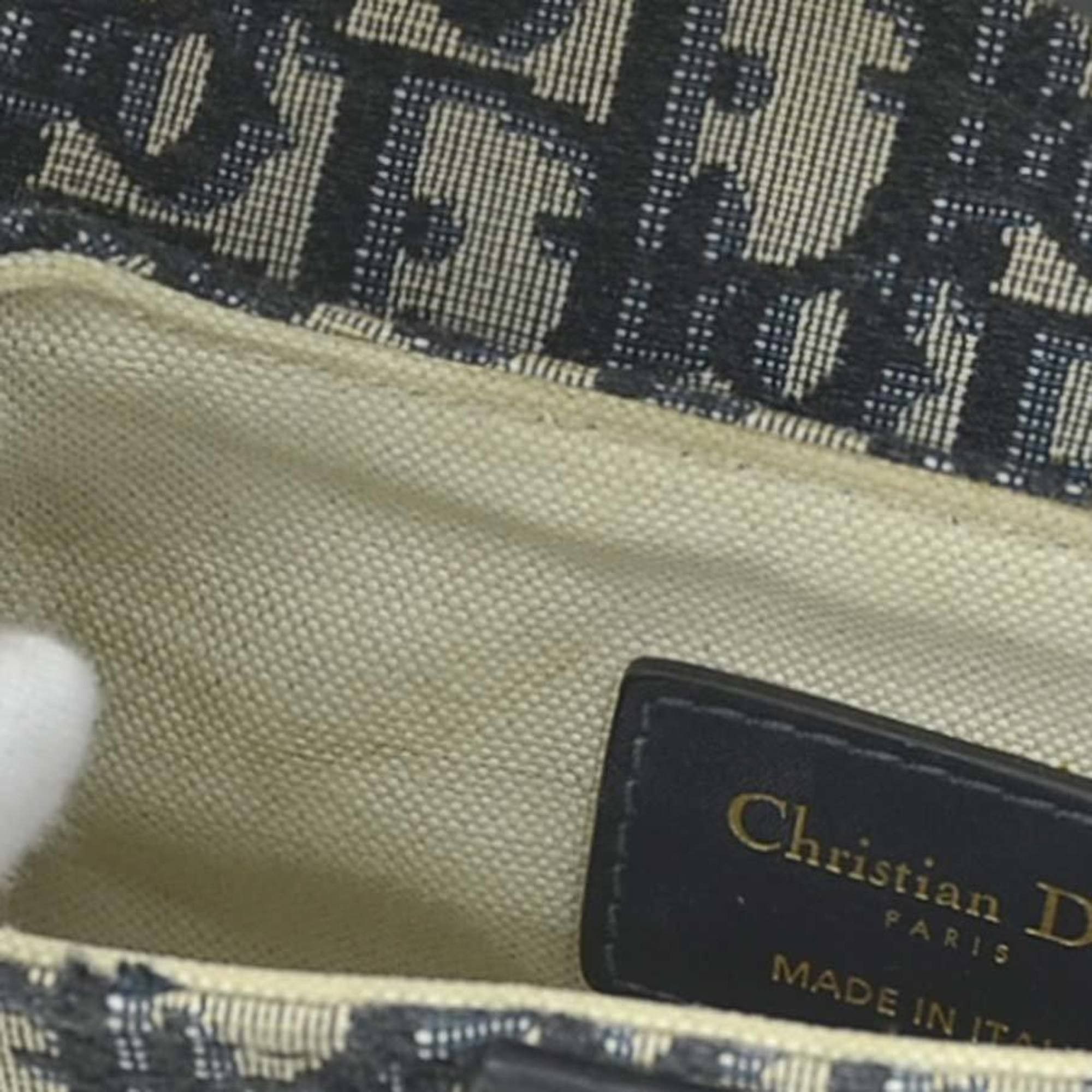 Dior Christian Dior handbag/shoulder bag, saddle bag style, canvas and leather, navy, women's, free shipping, 90243a Size ONE SIZE - 14 Thumbnail